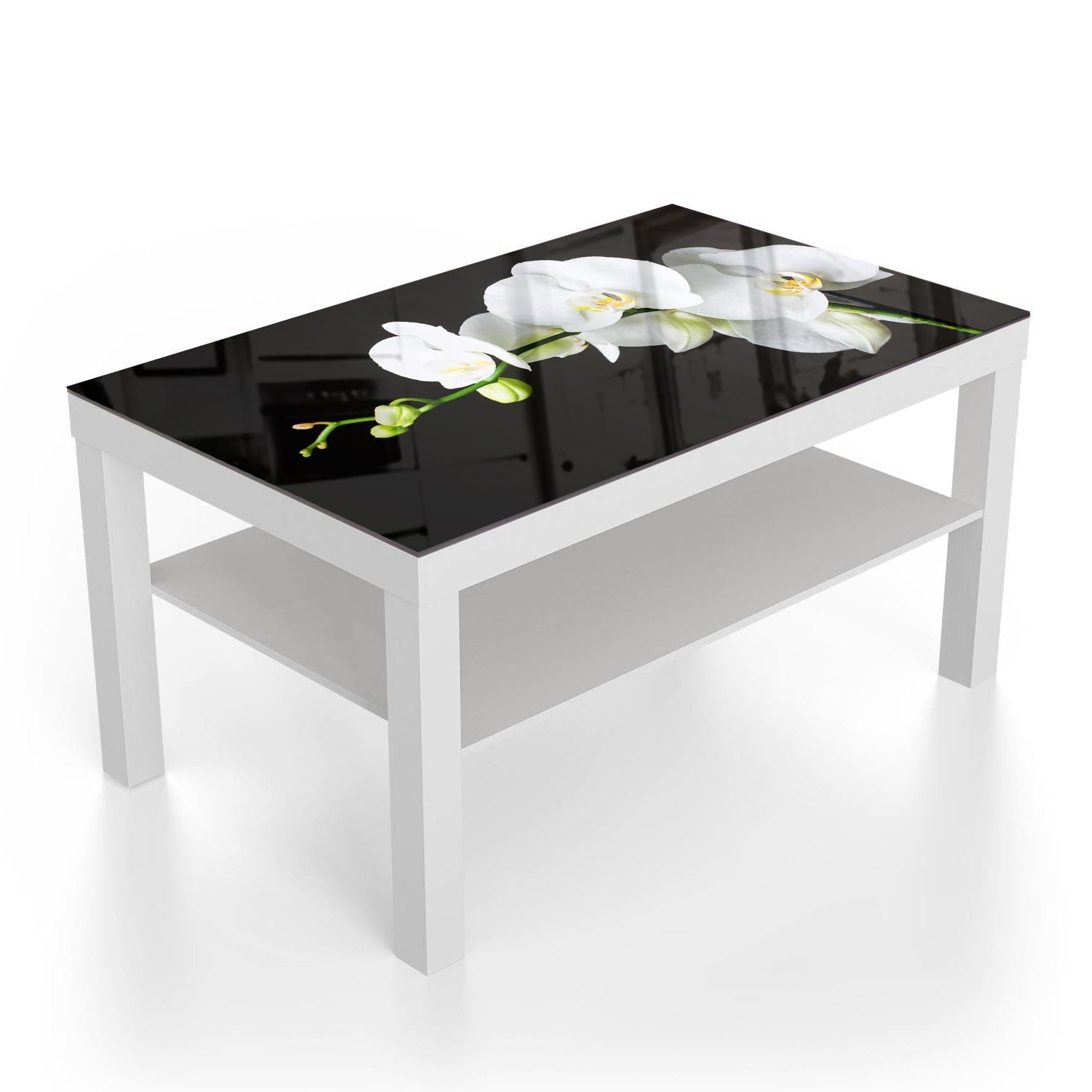 Salontafel 90x55 - Gehard Glas - Witte Orchideeën