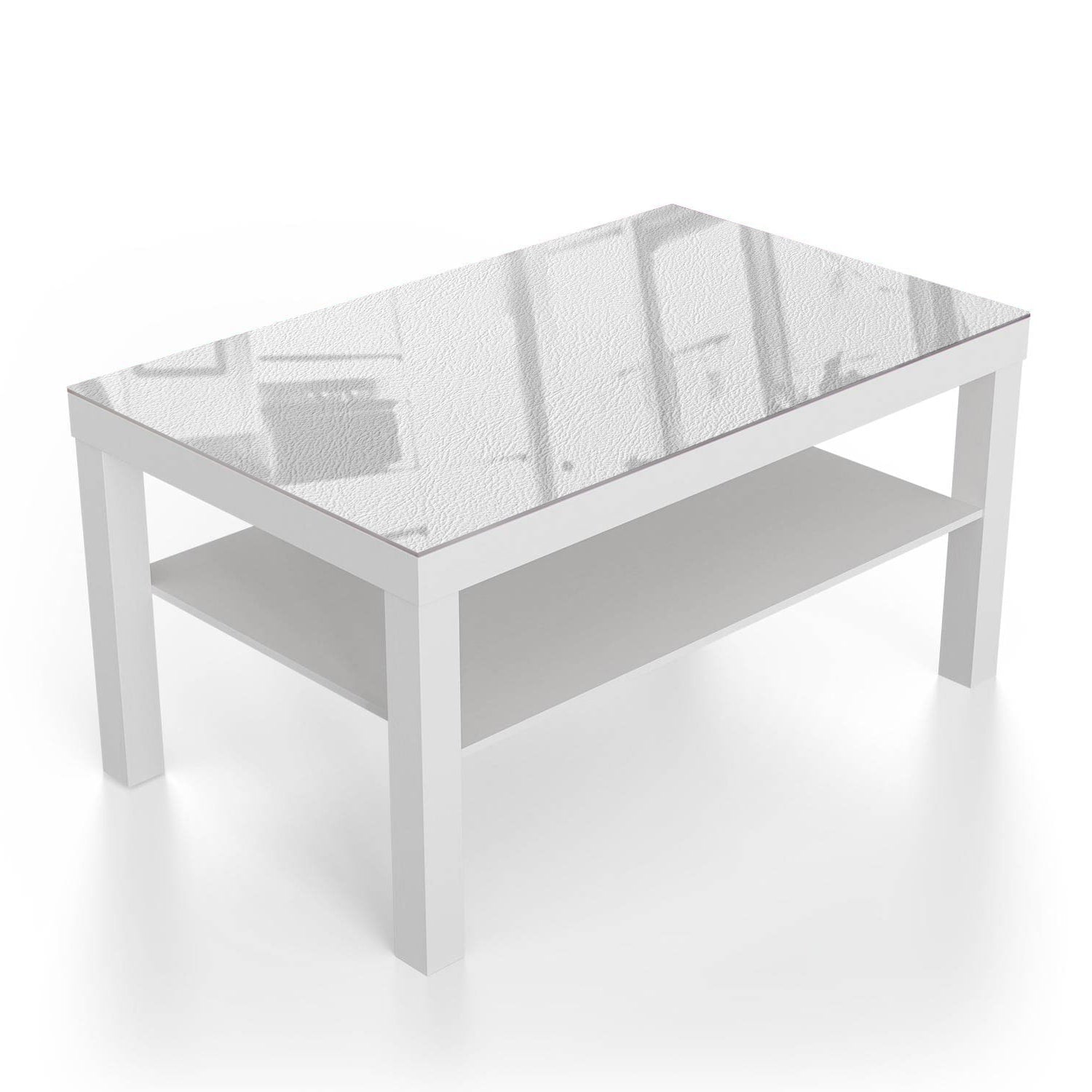 Salontafel 90x55 - Gehard Glas - Wit Leer