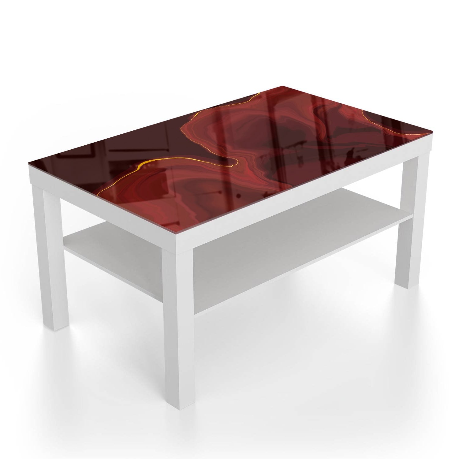 Salontafel 90x55 - Gehard Glas - Luxueus Rood Marmer