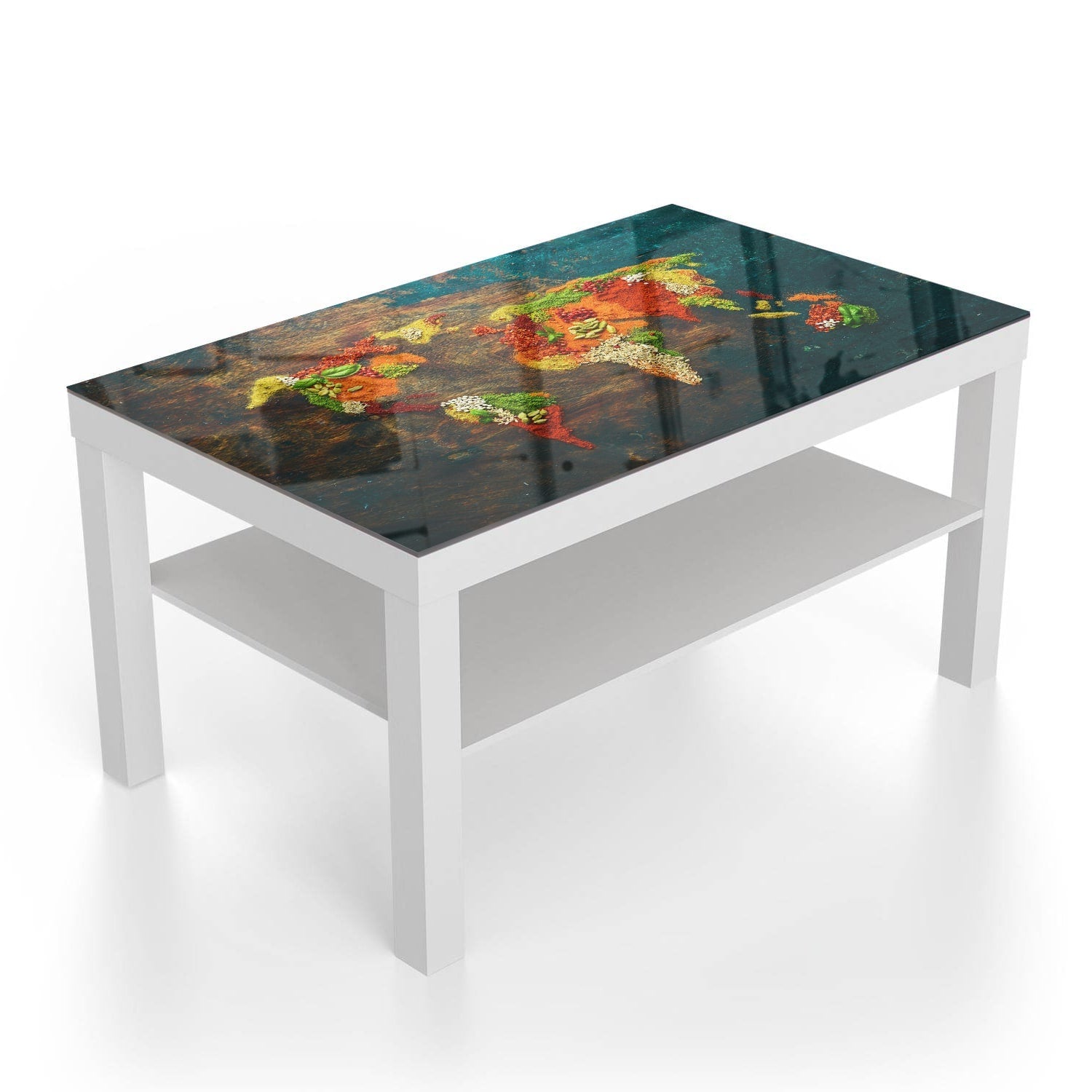 Salontafel 90x55 - Gehard Glas - Wereldkaart van Kruiden