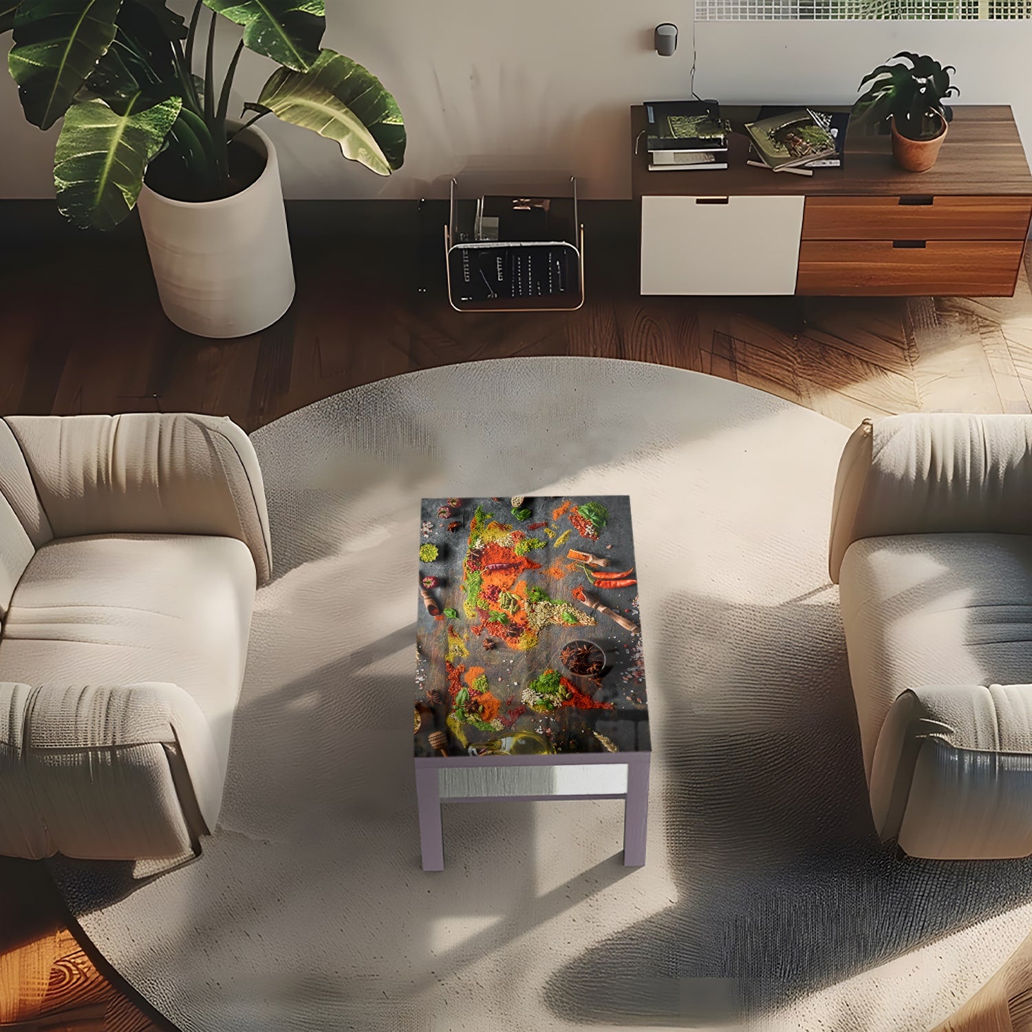 Salontafel 90x55 - Gehard Glas - Specerijen over de Wereld