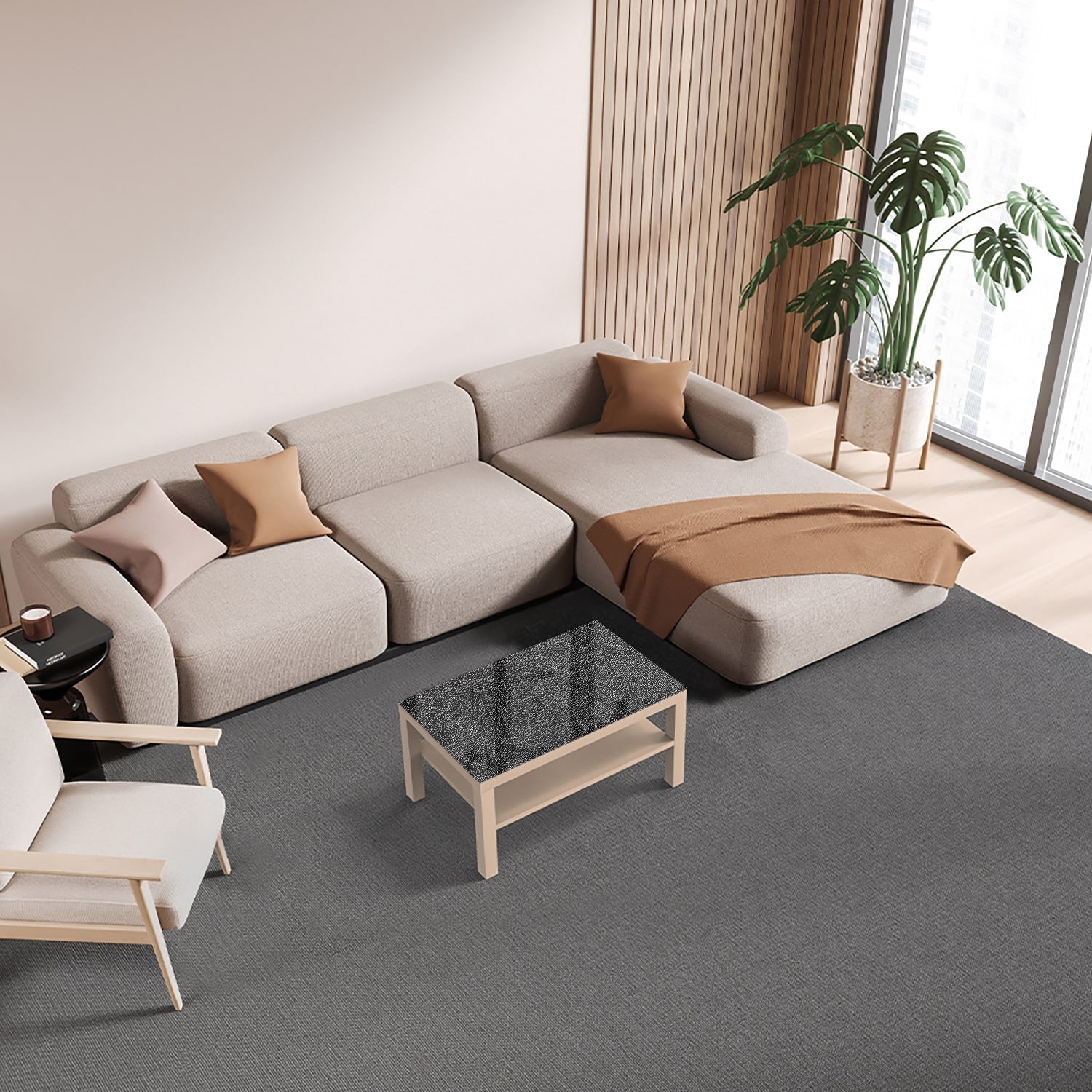 Salontafel 90x55 - Gehard Glas - Stippel Textuur