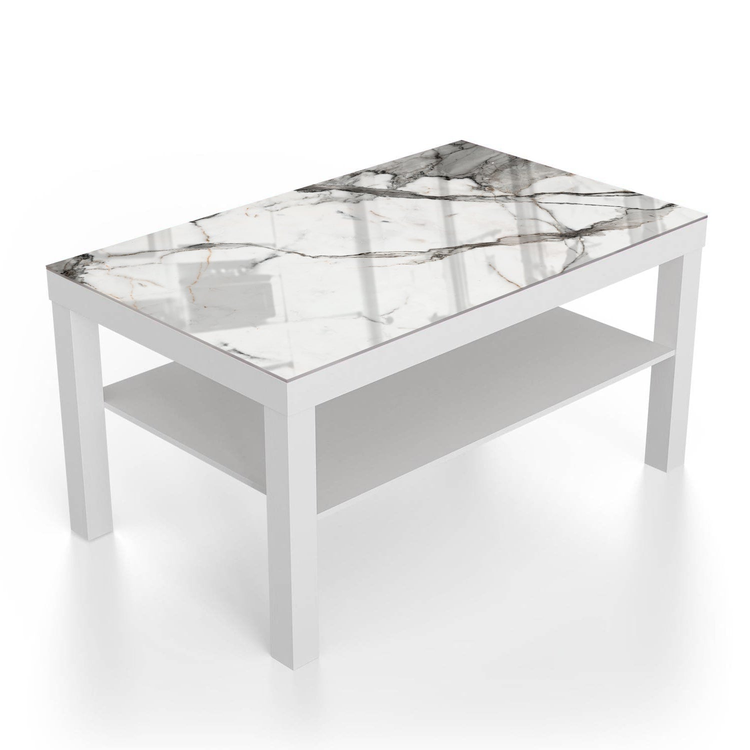 Salontafel 90x55 - Gehard Glas - Wit-Grijs Marmer