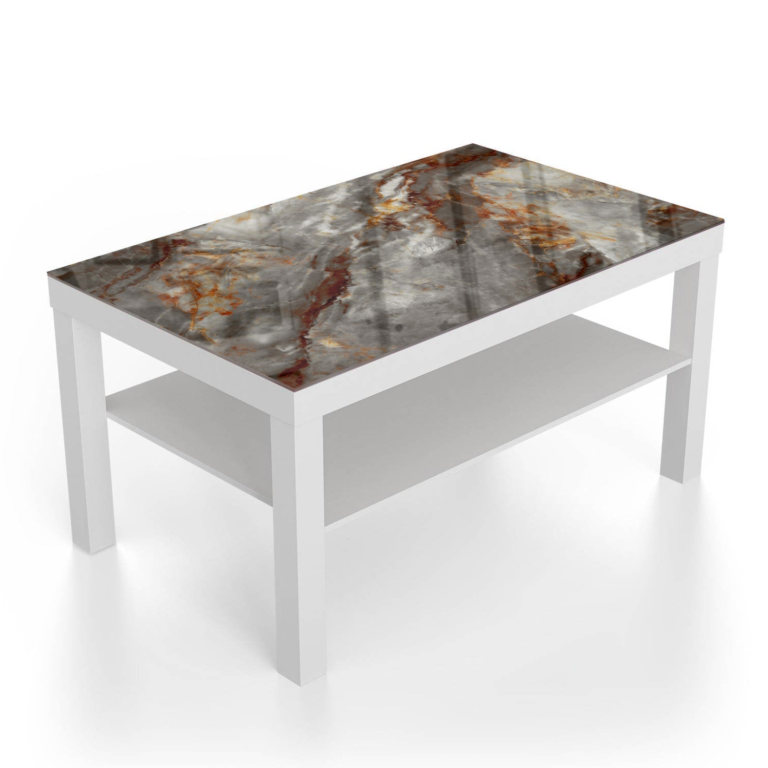 Salontafel 90x55 - Gehard Glas - Roodroest Marmer