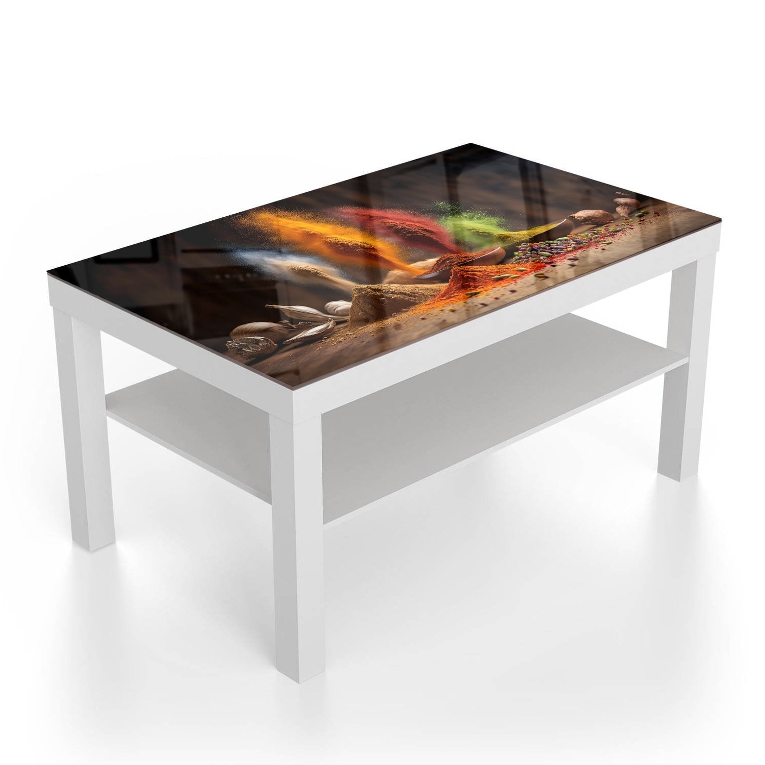 Salontafel 90x55 - Gehard Glas - Specerijenregen op Hout