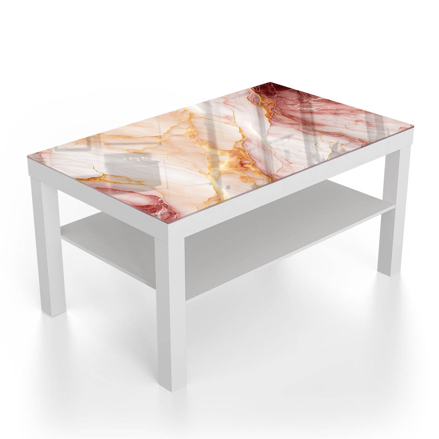 Salontafel 90x55 - Gehard Glas - Rood-Roze Marmer
