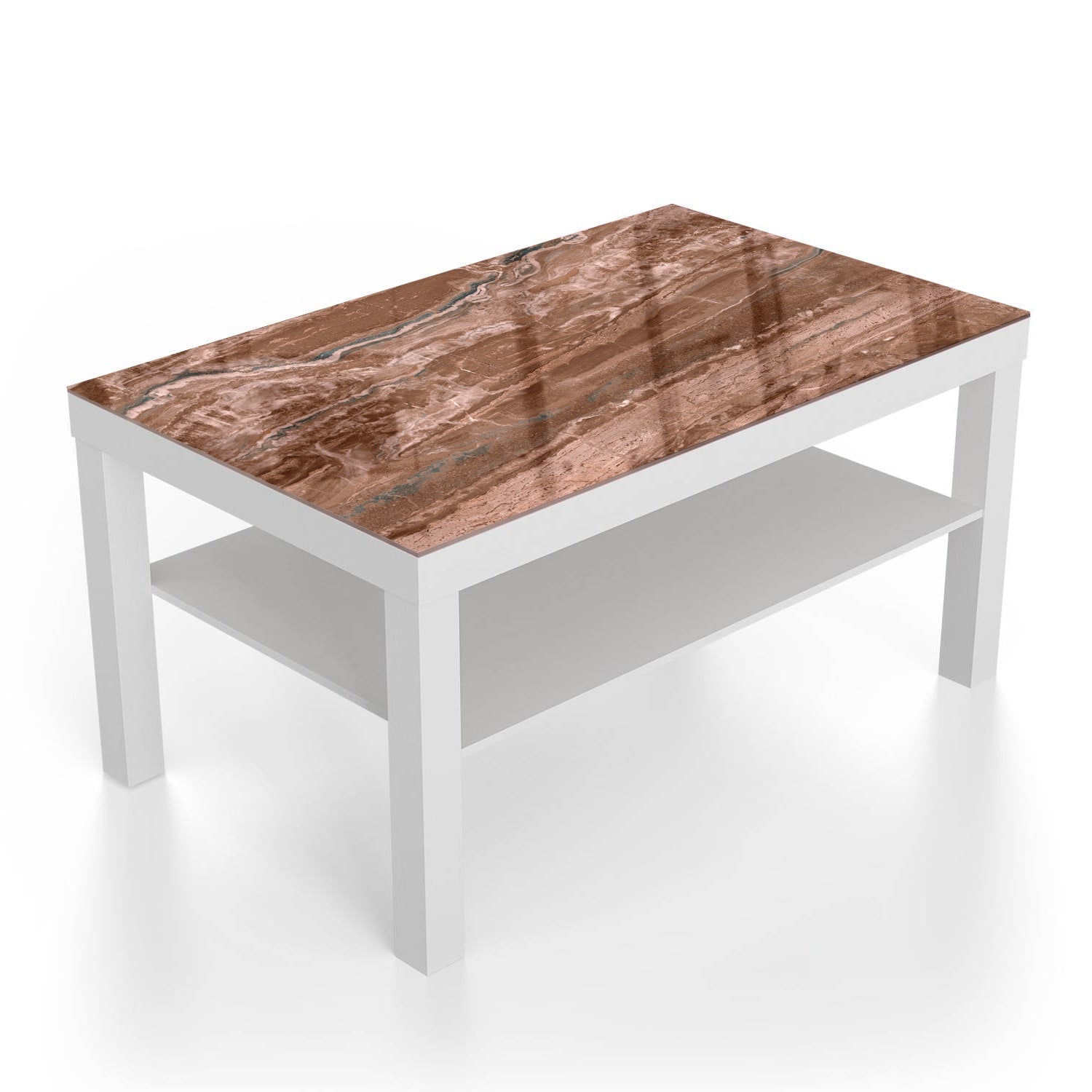 Salontafel 90x55 - Gehard Glas - Aarde Bruin Marmer
