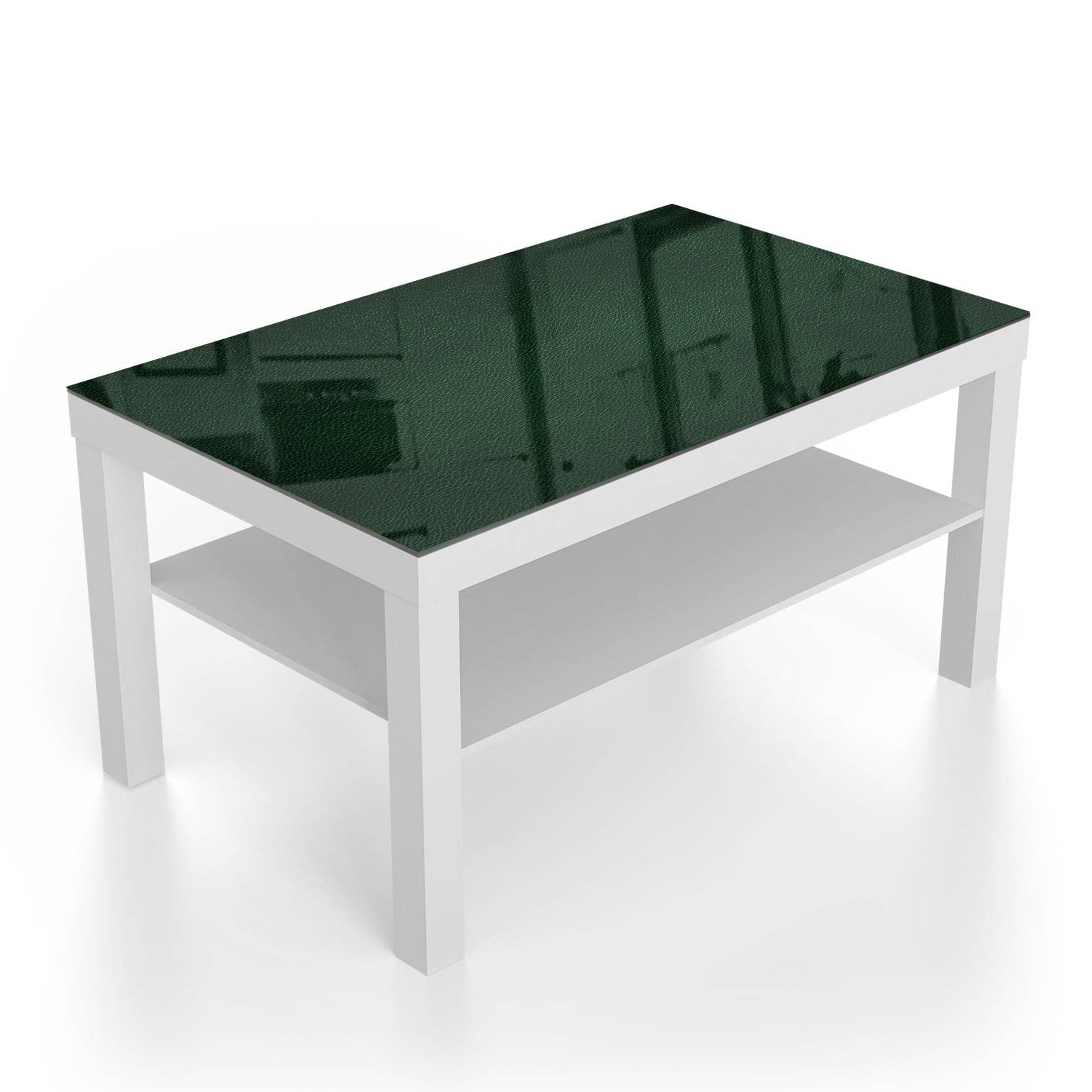 Salontafel 90x55 - Gehard Glas - Donkergroen Leer