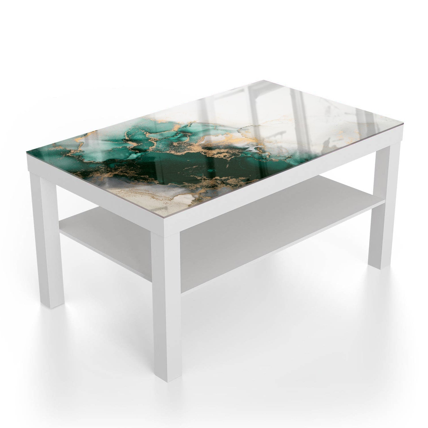 Salontafel 90x55 - Gehard Glas - Luxe Groen-Marmer