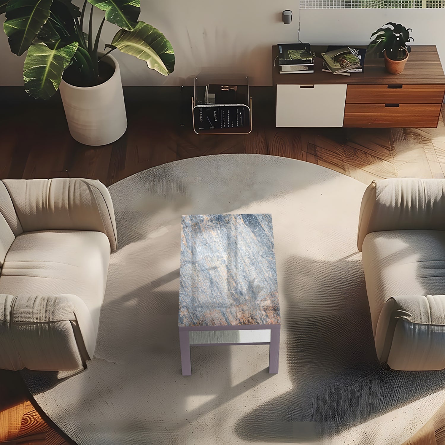 Salontafel 90x55 - Gehard Glas - Gekleurd Leisteen