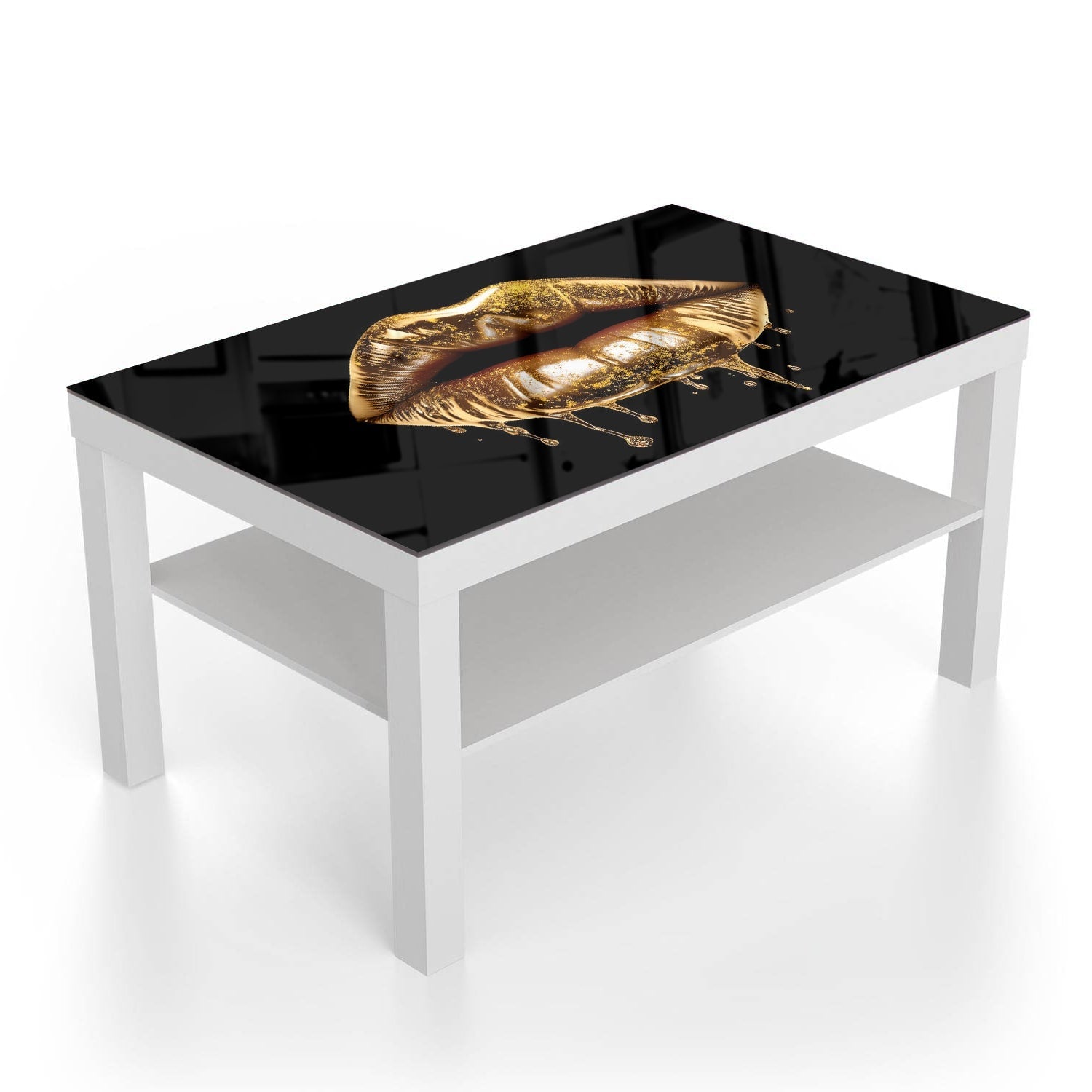 Salontafel 90x55 - Gehard Glas - Gouden Druipende Lippen