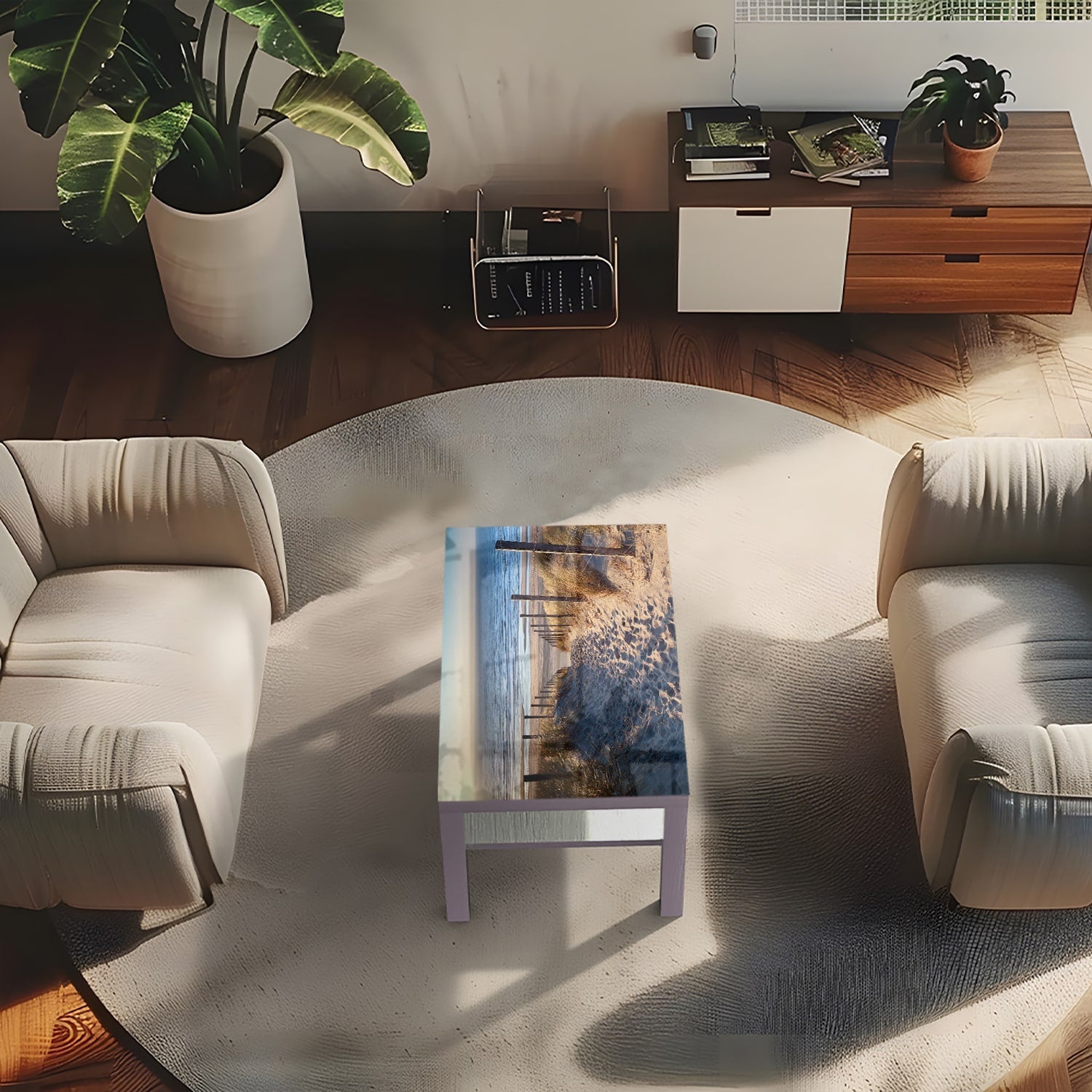Salontafel 90x55 - Gehard Glas - Pad naar de Noordzee
