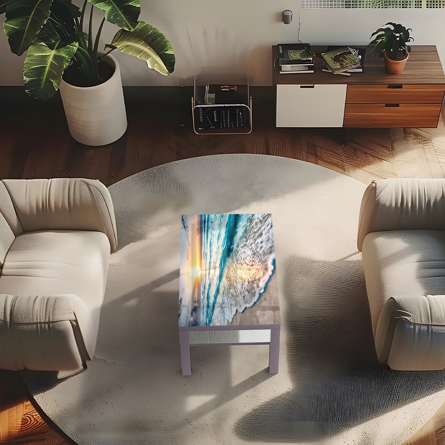 Salontafel 90x55 - Gehard Glas - Strand in CancÃºn