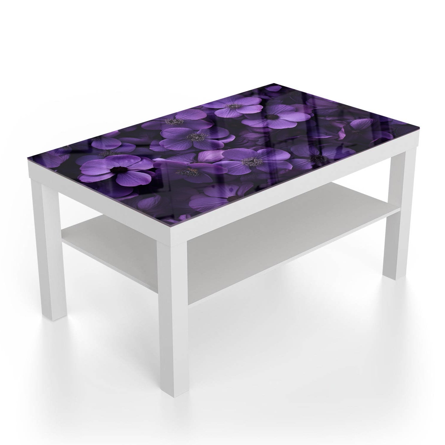 Salontafel 90x55 - Gehard Glas - Paarse Bloemen