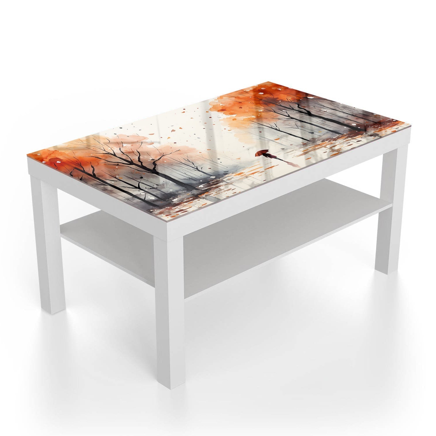 Salontafel 90x55 - Gehard Glas - Waterverf Schilderij van Herfst Park