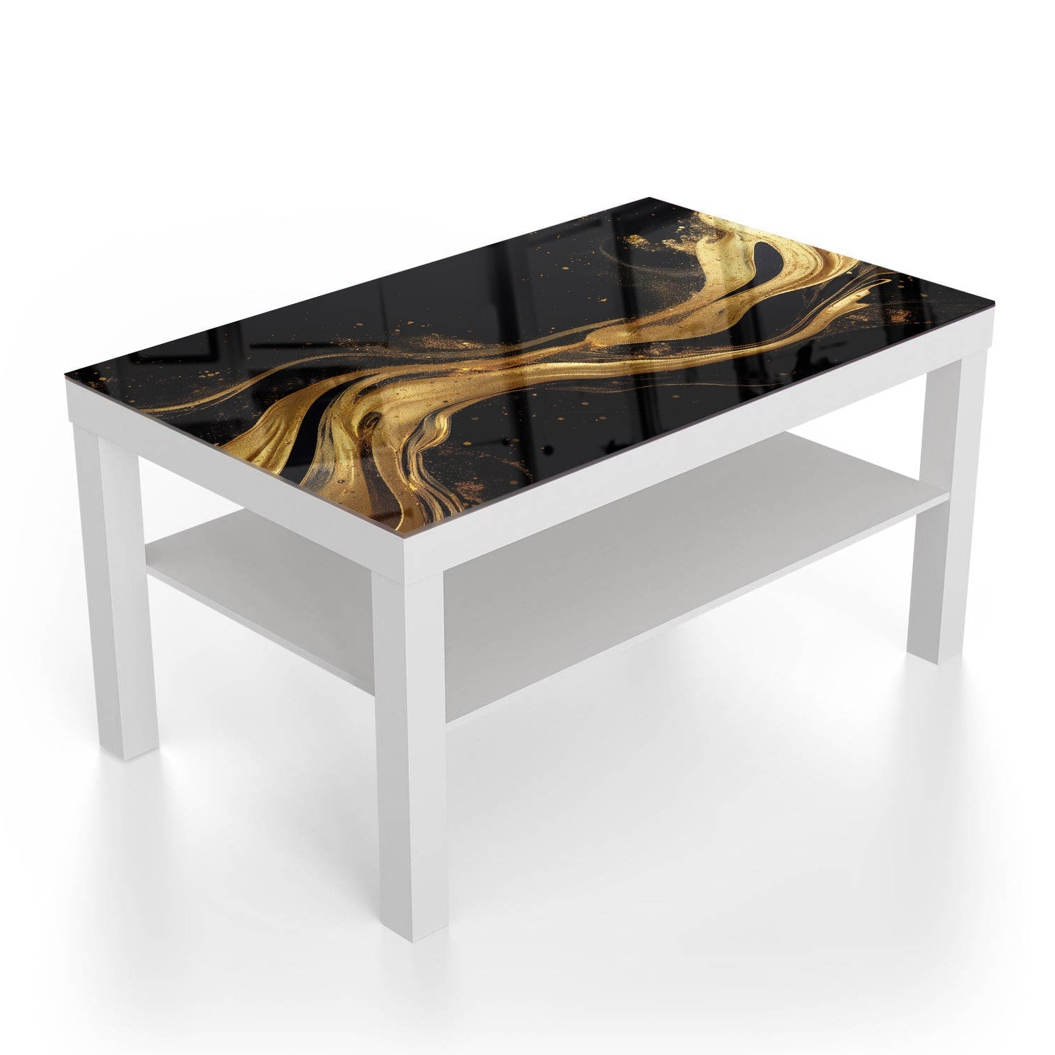 Salontafel 90x55 - Gehard Glas - Abstracte luxe goud-zwart achtergrond