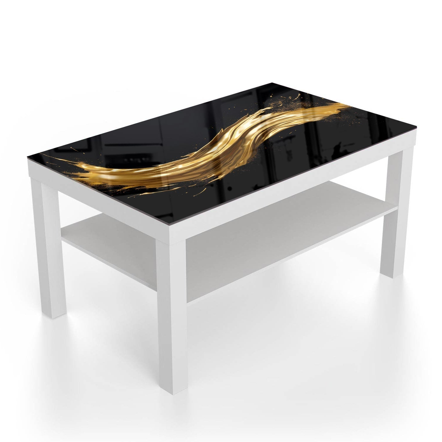 Salontafel 90x55 - Gehard Glas - Goldener dicker Pinselstrich