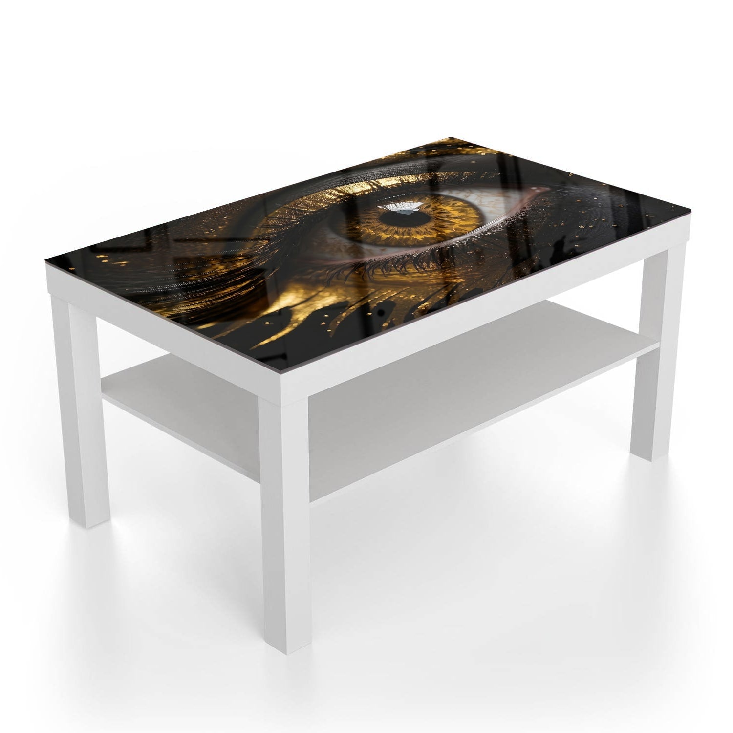 Salontafel 90x55 - Gehard Glas - Zwart en goud oog