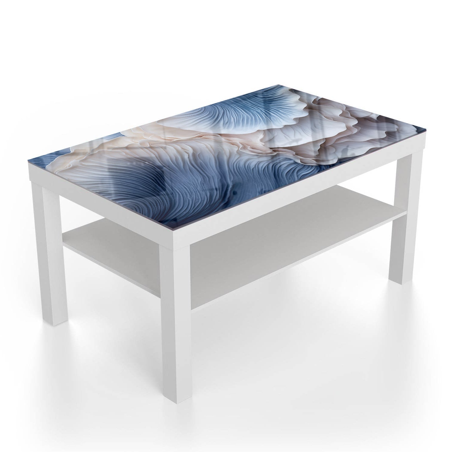 Salontafel 90x55 - Gehard Glas - Blauwe Paddenstoelen Textuur
