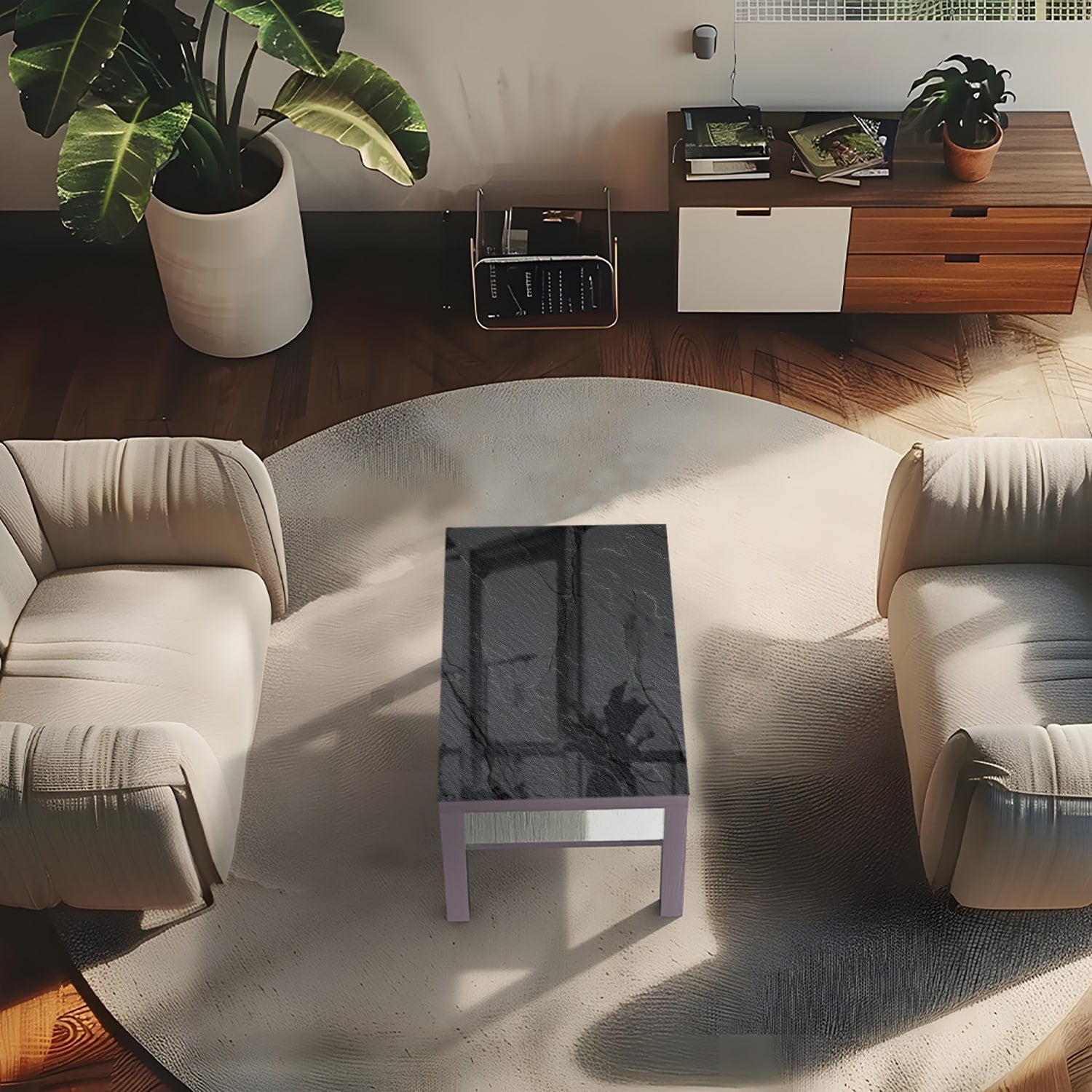 Salontafel 90x55 - Gehard Glas - Leisteen Textuur