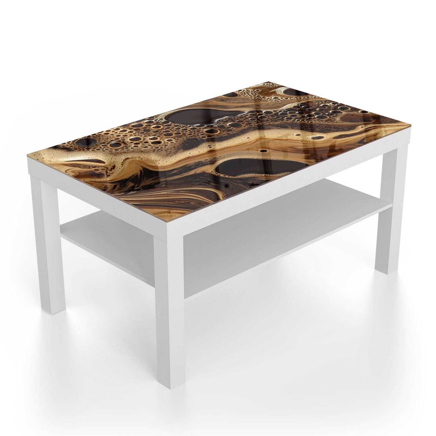 Salontafel 90x55 - Gehard Glas - Vloeibare Koffie Textuur