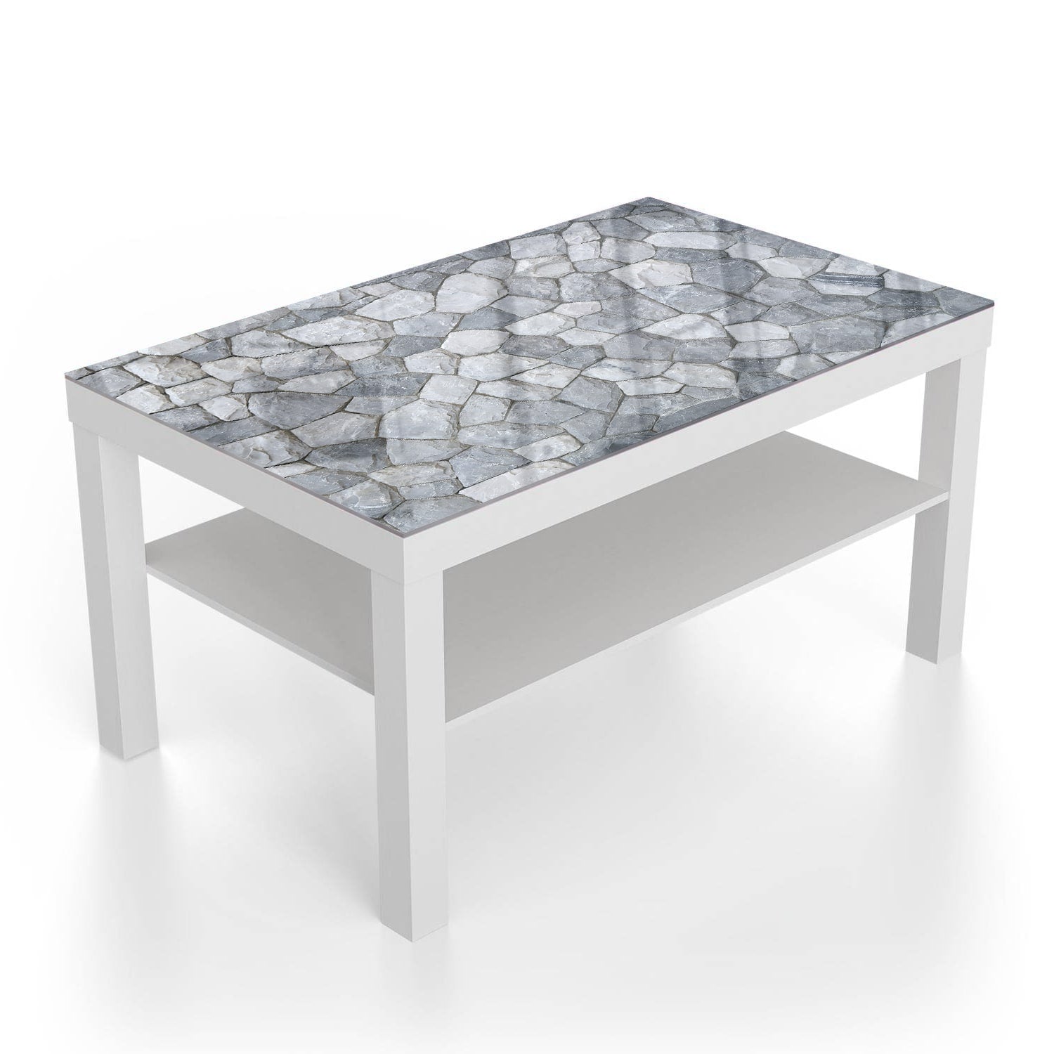 Salontafel 90x55 - Gehard Glas - Decoratieve Leistenen Muur