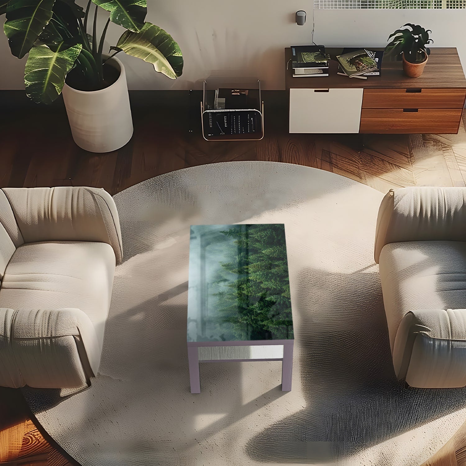 Salontafel 90x55 - Gehard Glas - Dicht Groen Bos