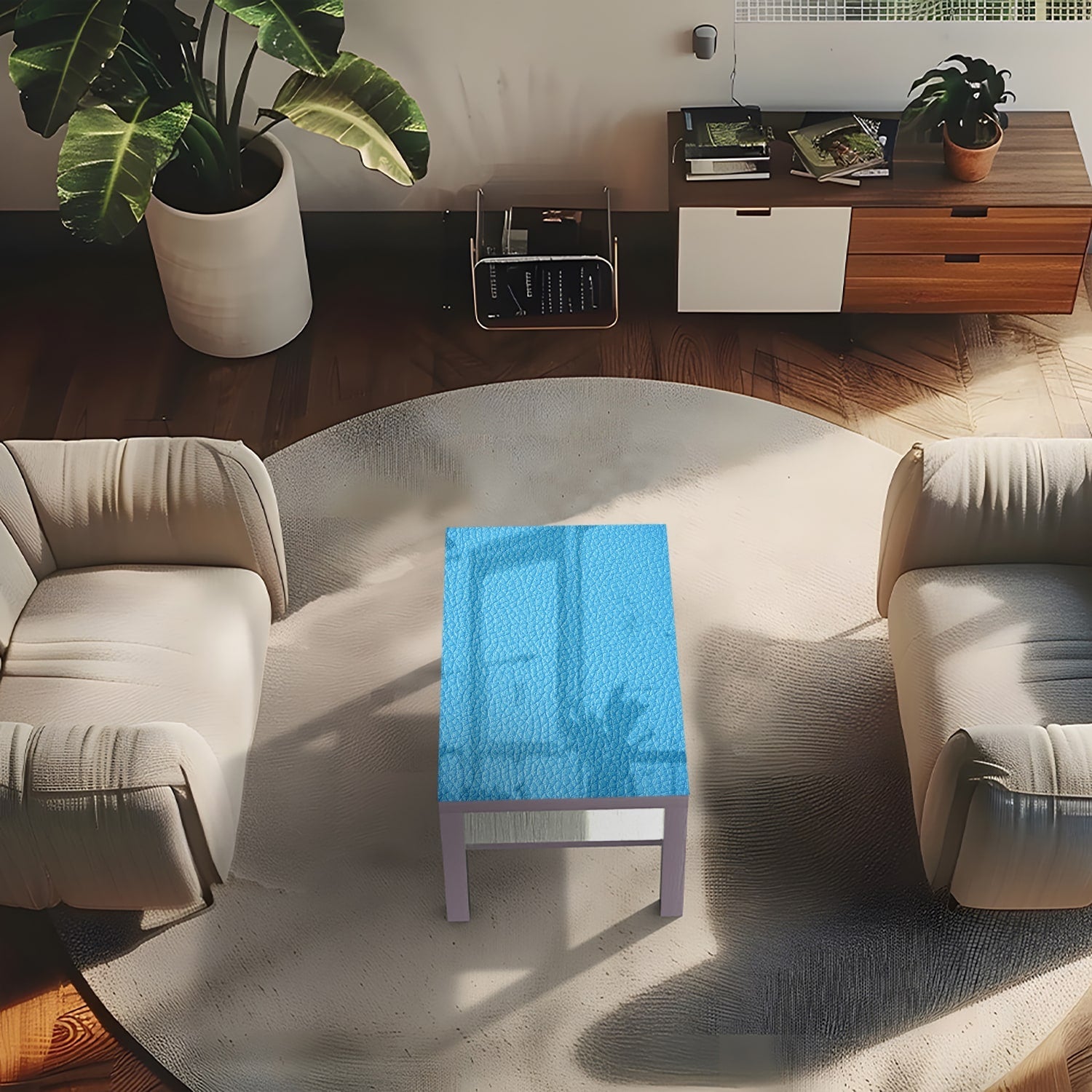 Salontafel 90x55 - Gehard Glas - Lichtblauw Meer