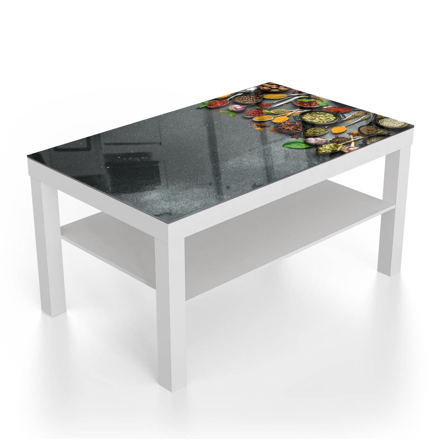 Salontafel 90x55 - Gehard Glas - Kruiden op Donkere Steen