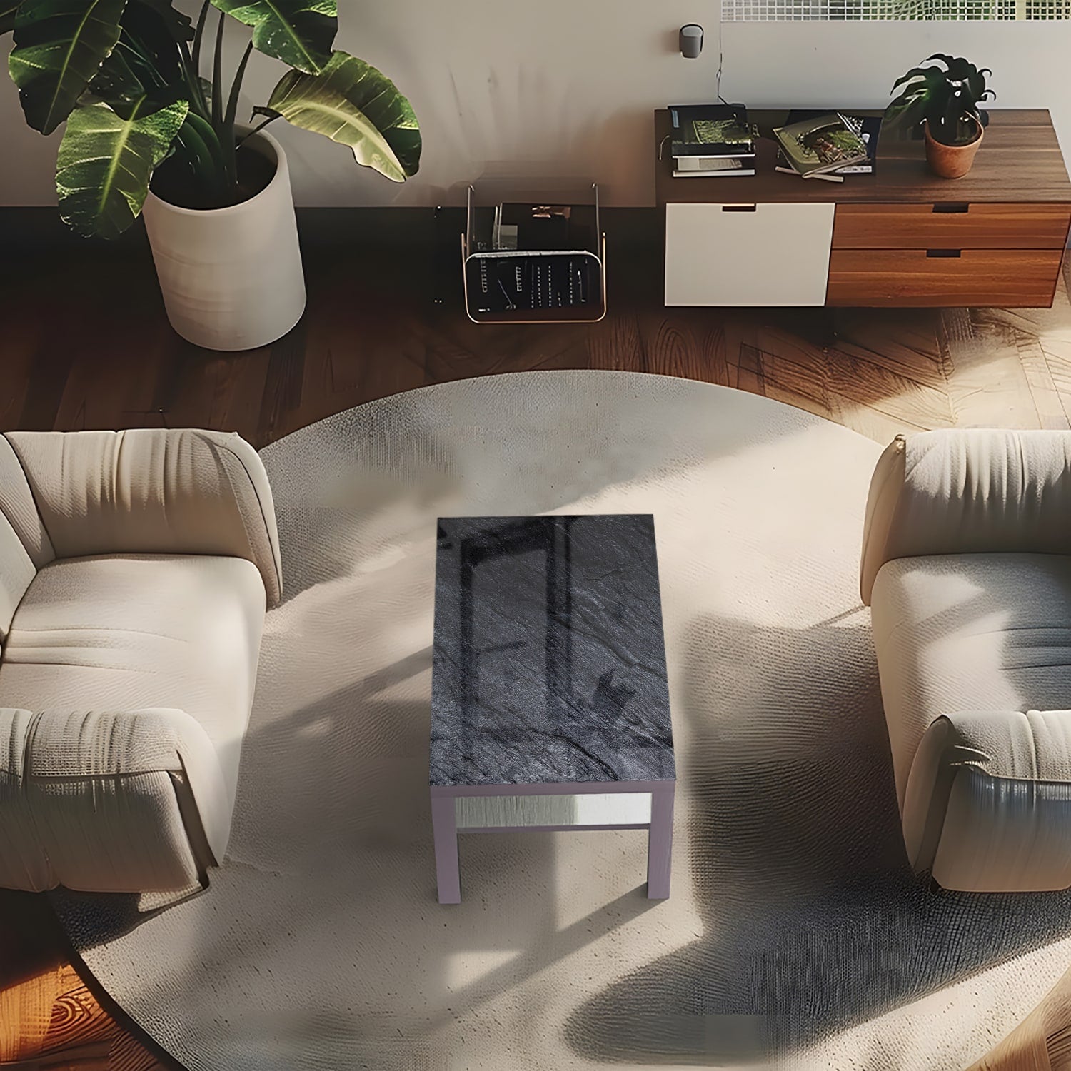 Salontafel 90x55 - Gehard Glas - Zwarte Leisteen