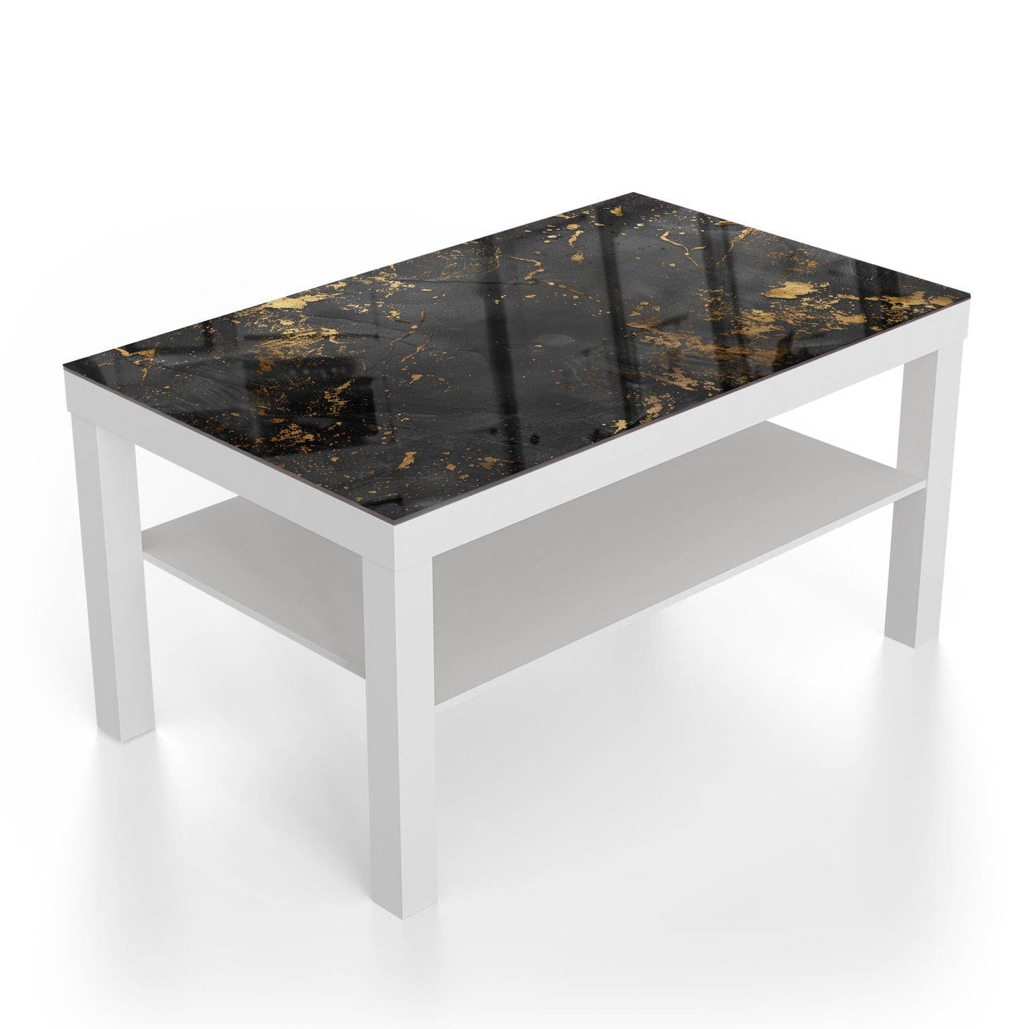 Salontafel 90x55 - Gehard Glas - Zwart/Goud Ruwe Textuur