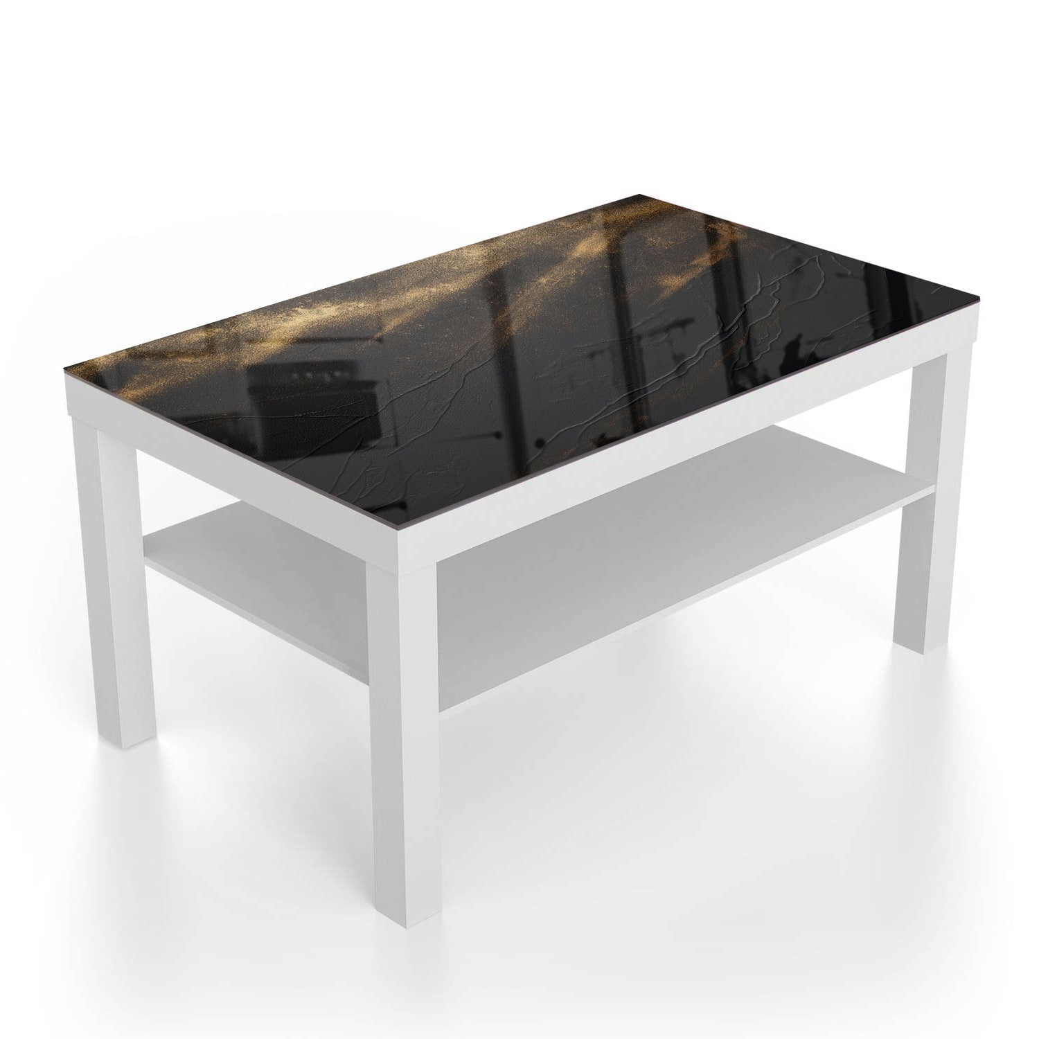 Salontafel 90x55 - Gehard Glas - Zwart/Goud Luxe Textuur