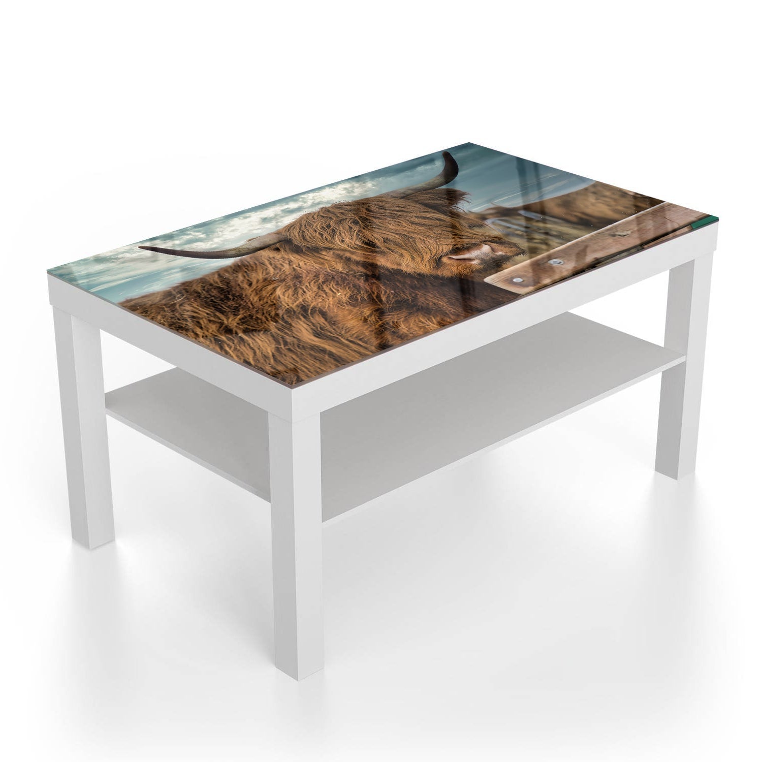 Salontafel 90x55 - Gehard Glas - Schotse Hooglander in de Weide