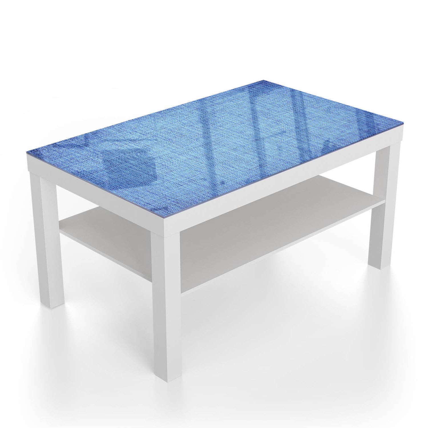 Salontafel 90x55 - Gehard Glas - Blauwe Stof