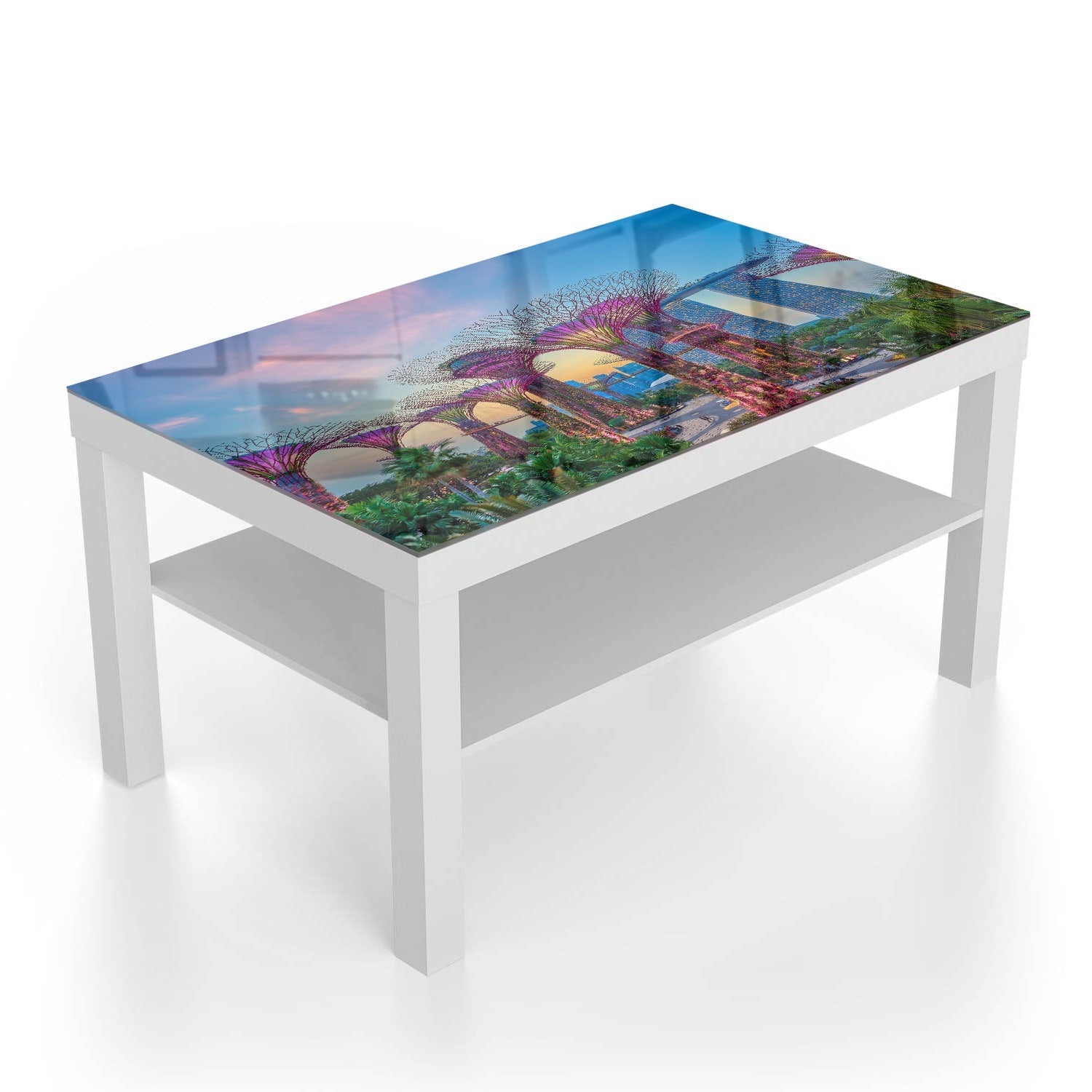 Salontafel 90x55 - Gehard Glas - Zonsondergang in Singapore