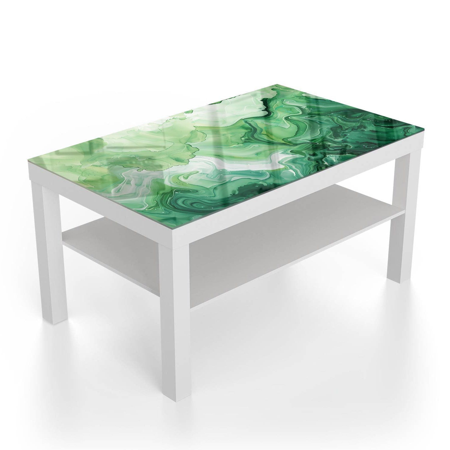 Salontafel 90x55 - Gehard Glas - Groene Waterverf Textuur