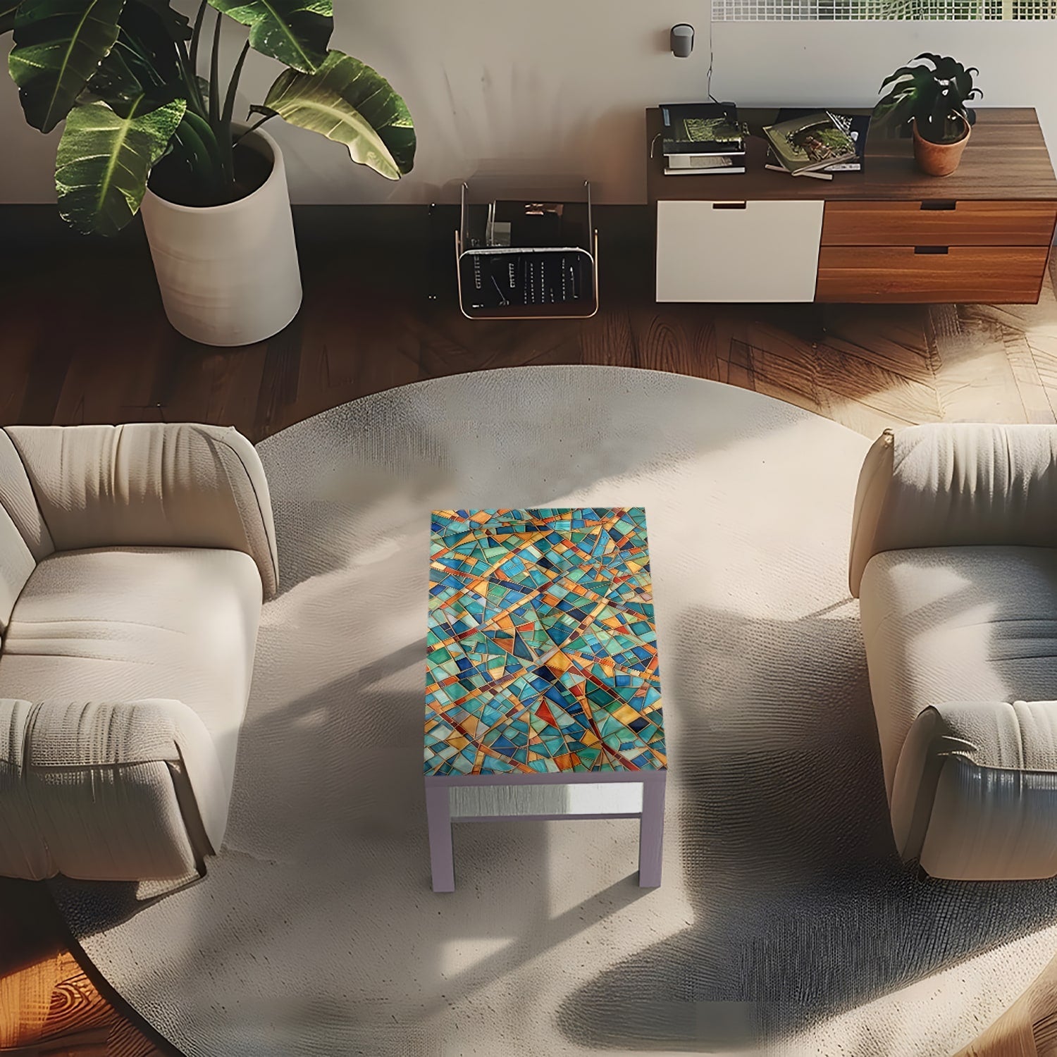 Salontafel 90x55 - Gehard Glas - Mozaïek Textuur