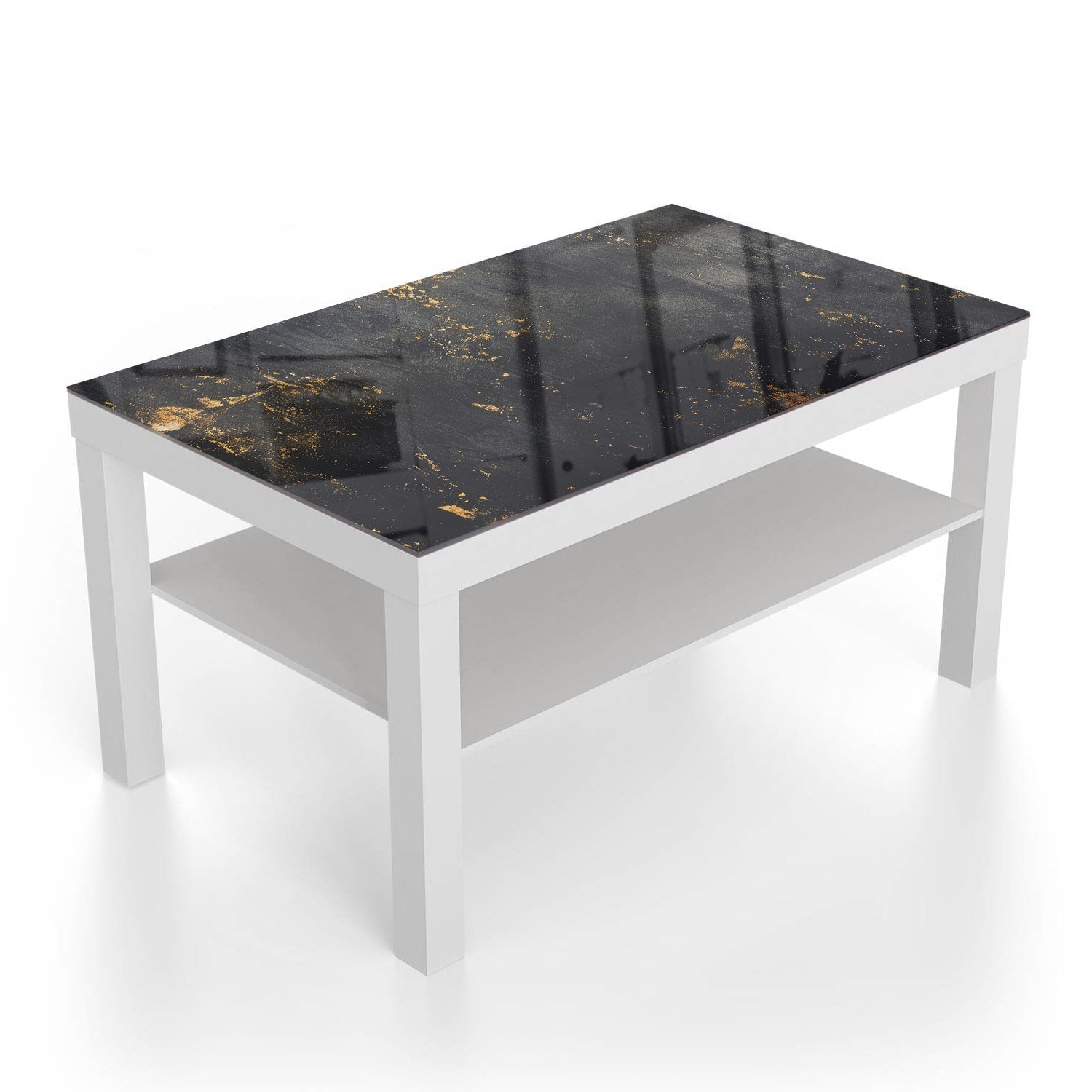 Salontafel 90x55 - Gehard Glas - Gouden Stof op Ruwe Textuur