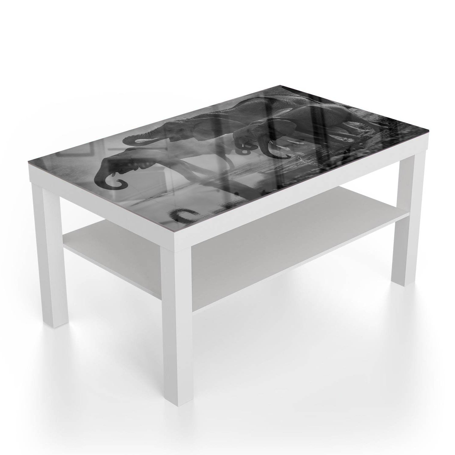 Salontafel 90x55 - Gehard Glas - Zwart-Wit Olifanten