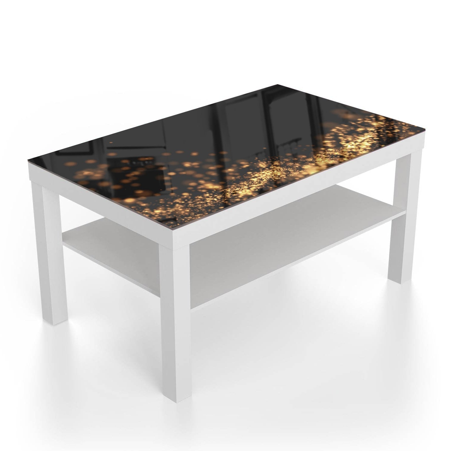 Salontafel 90x55 - Gehard Glas - Gouden Golvende Glitter Achtergrond