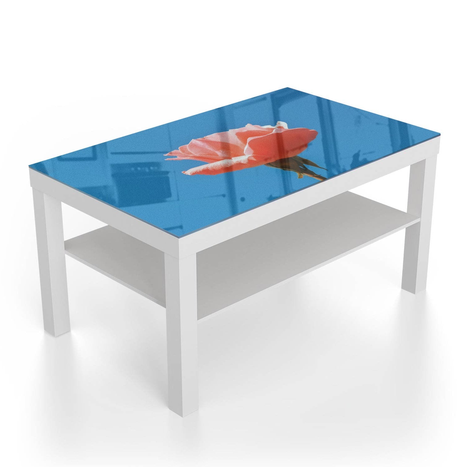 Salontafel 90x55 - Gehard Glas - Roos met blauwe lucht