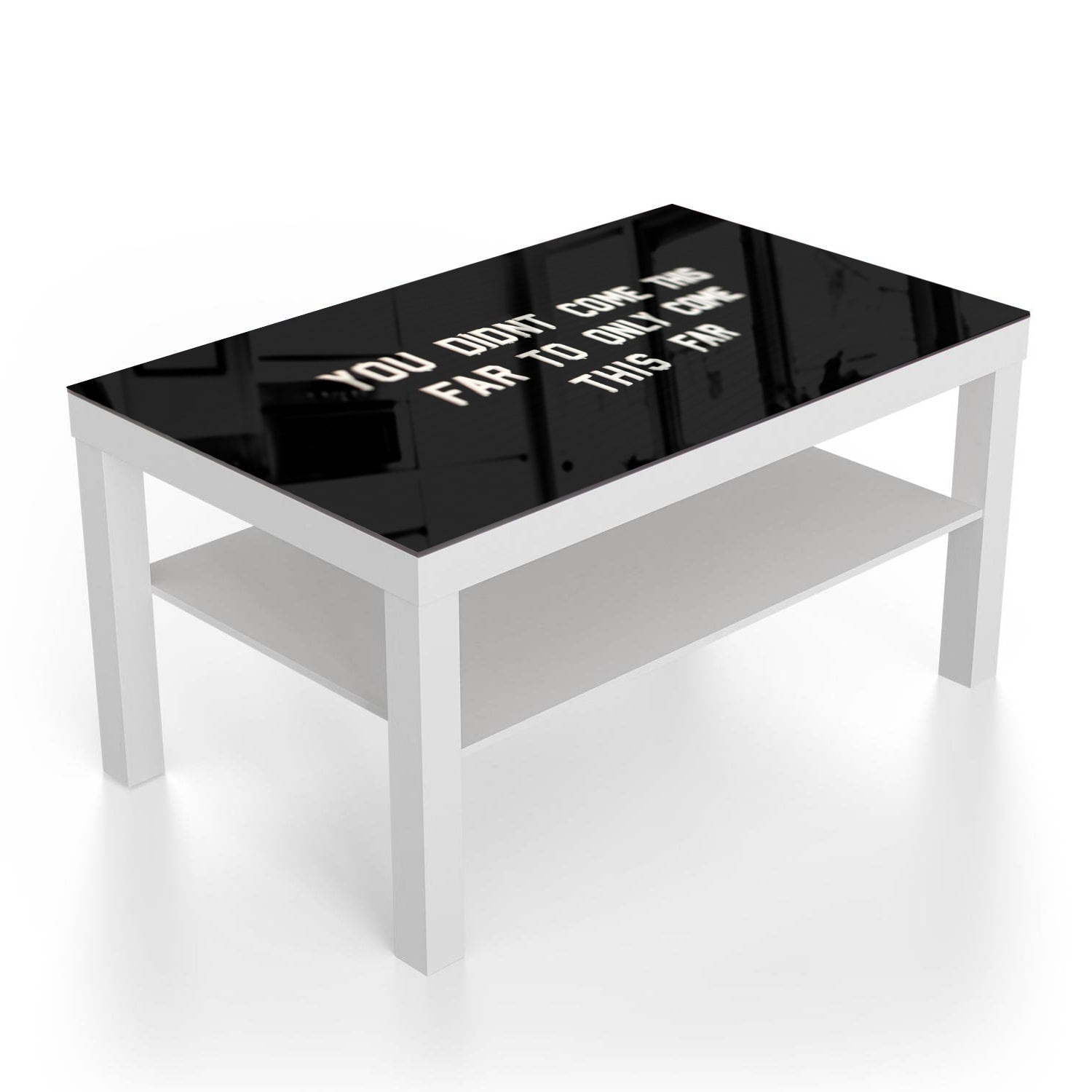 Salontafel 90x55 - Gehard Glas - Quote op Zwarte Achtergrond