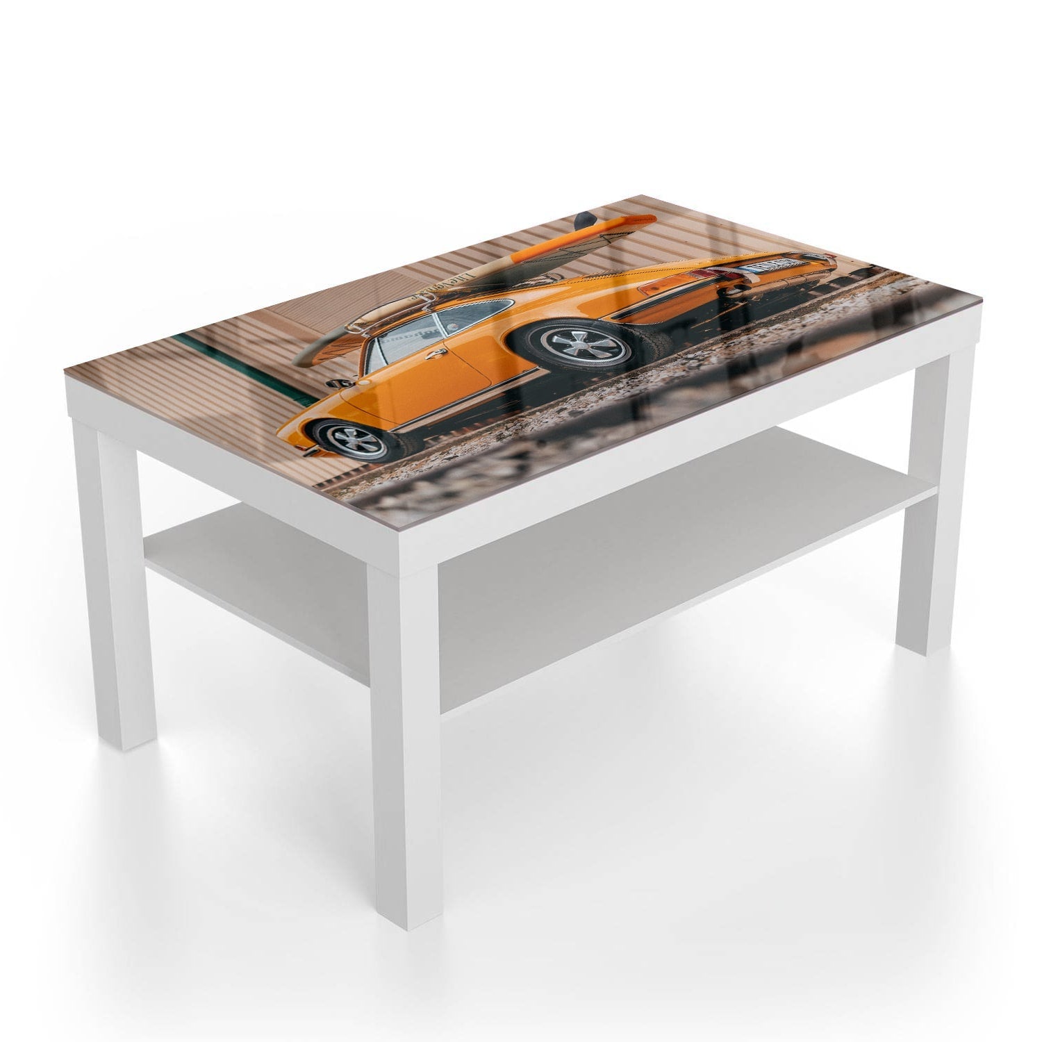 Salontafel 90x55 - Gehard Glas - Porsche met Surfboard