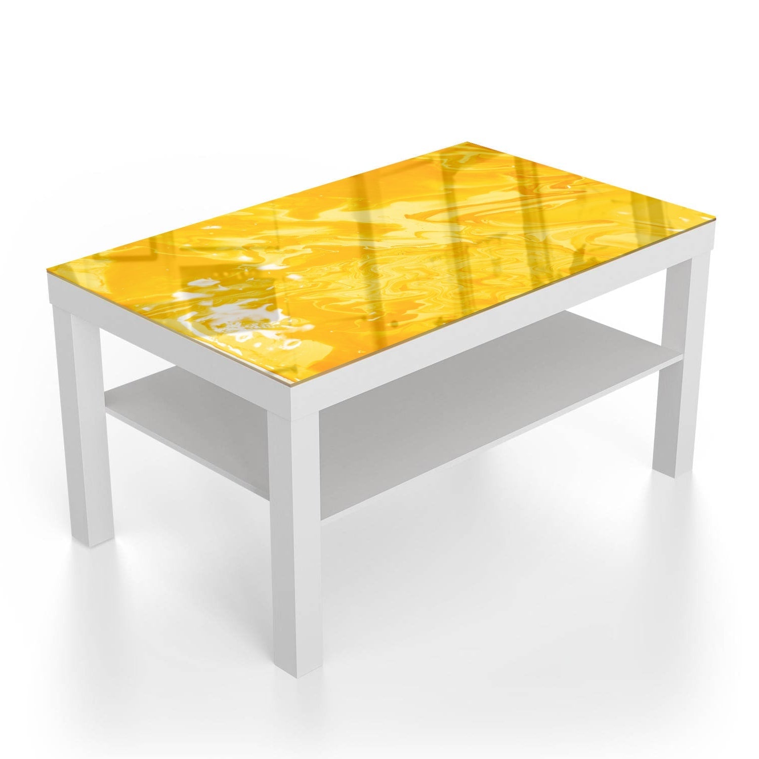 Salontafel 90x55 - Gehard Glas - Abstract geel