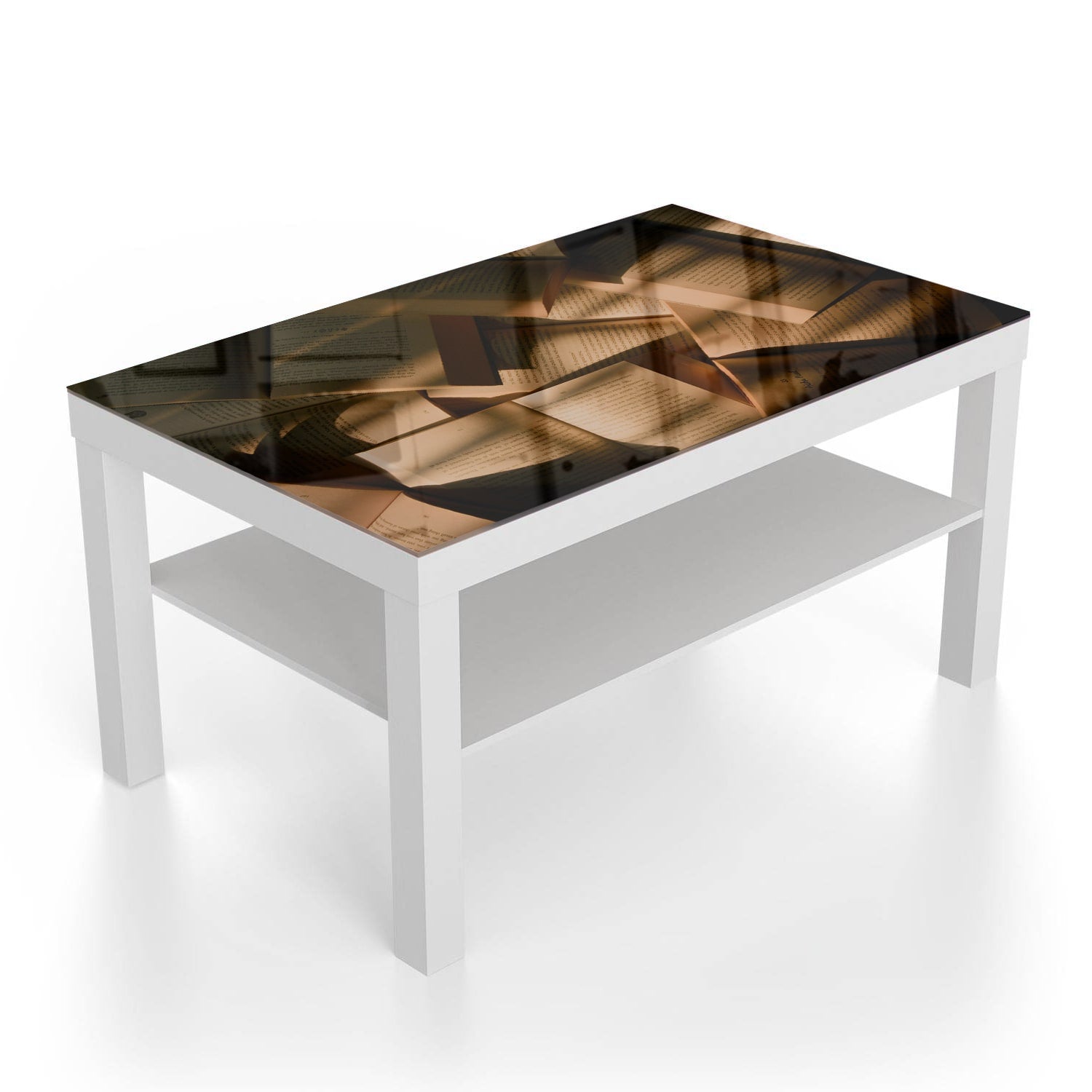 Salontafel 90x55 - Gehard Glas - Boeken Textuur