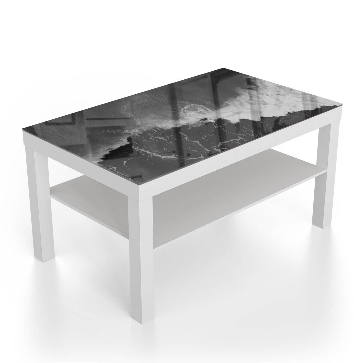 Salontafel 90x55 - Gehard Glas - Zwart-Wit Surfer