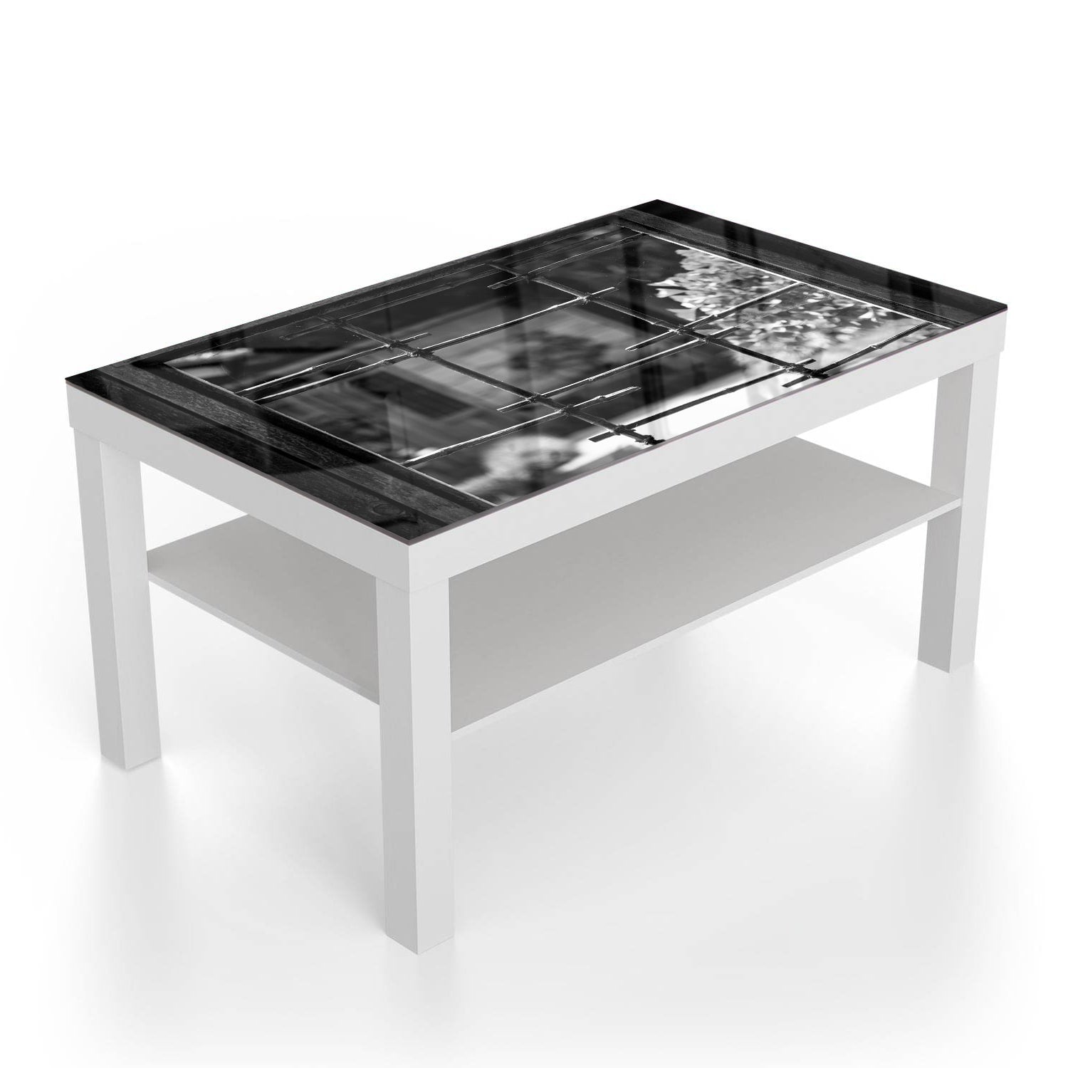 Salontafel 90x55 - Gehard Glas - Zwart-Wit Raam