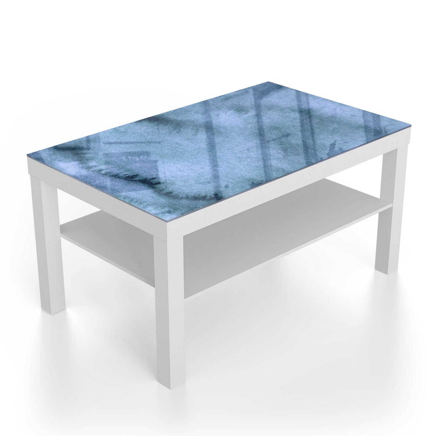 Salontafel 90x55 - Gehard Glas - Waterverf Schilderij Blauw