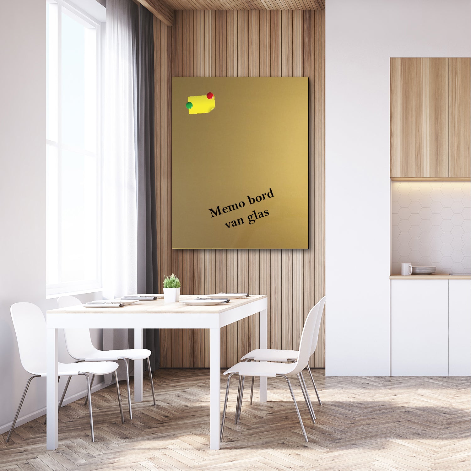 Whiteboard van glas - Magneetbord  - Diverse maten - Goud metallic