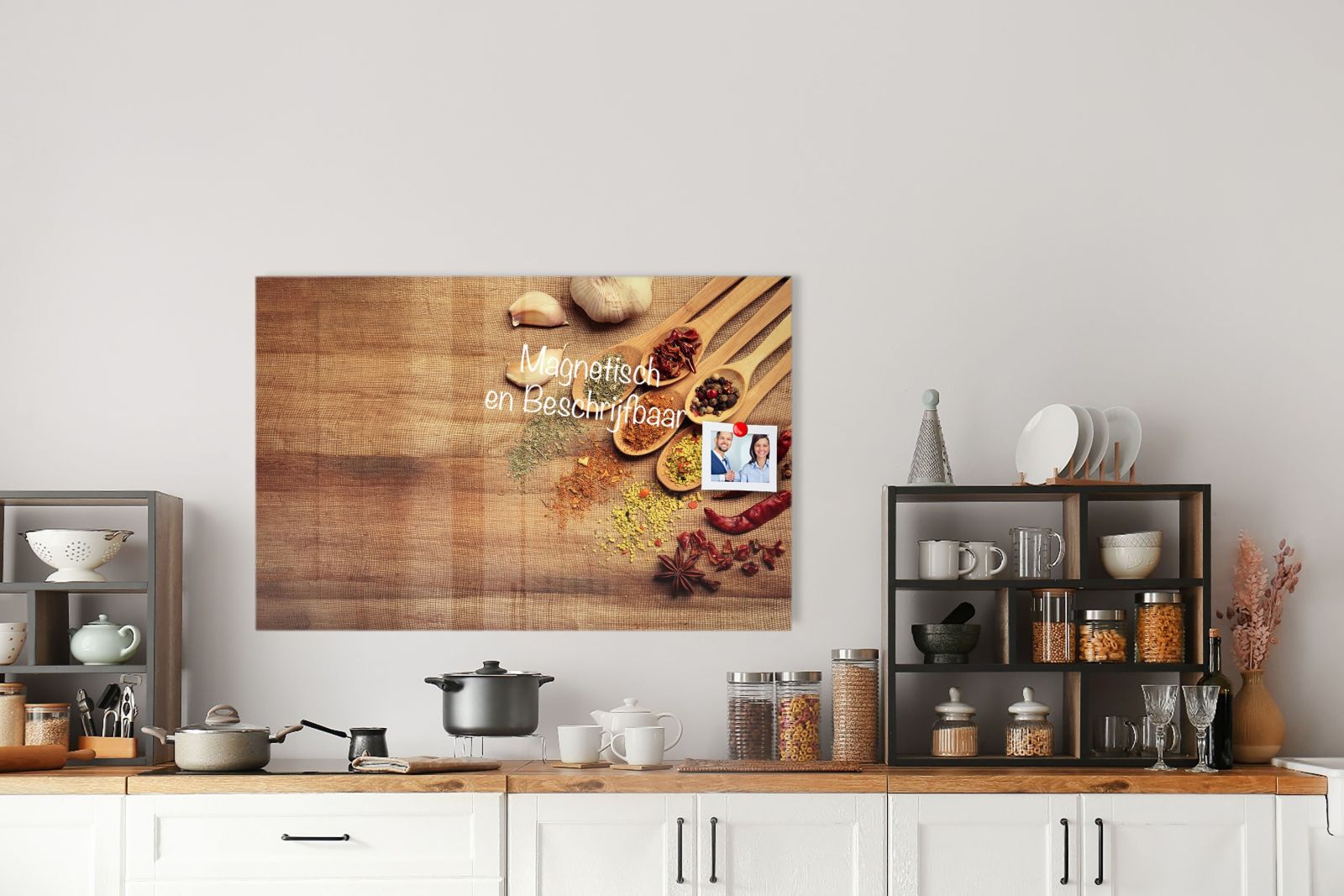 Glazen Whiteboard - Magneetbord - Krasvrij - Kruiden op houten tafel